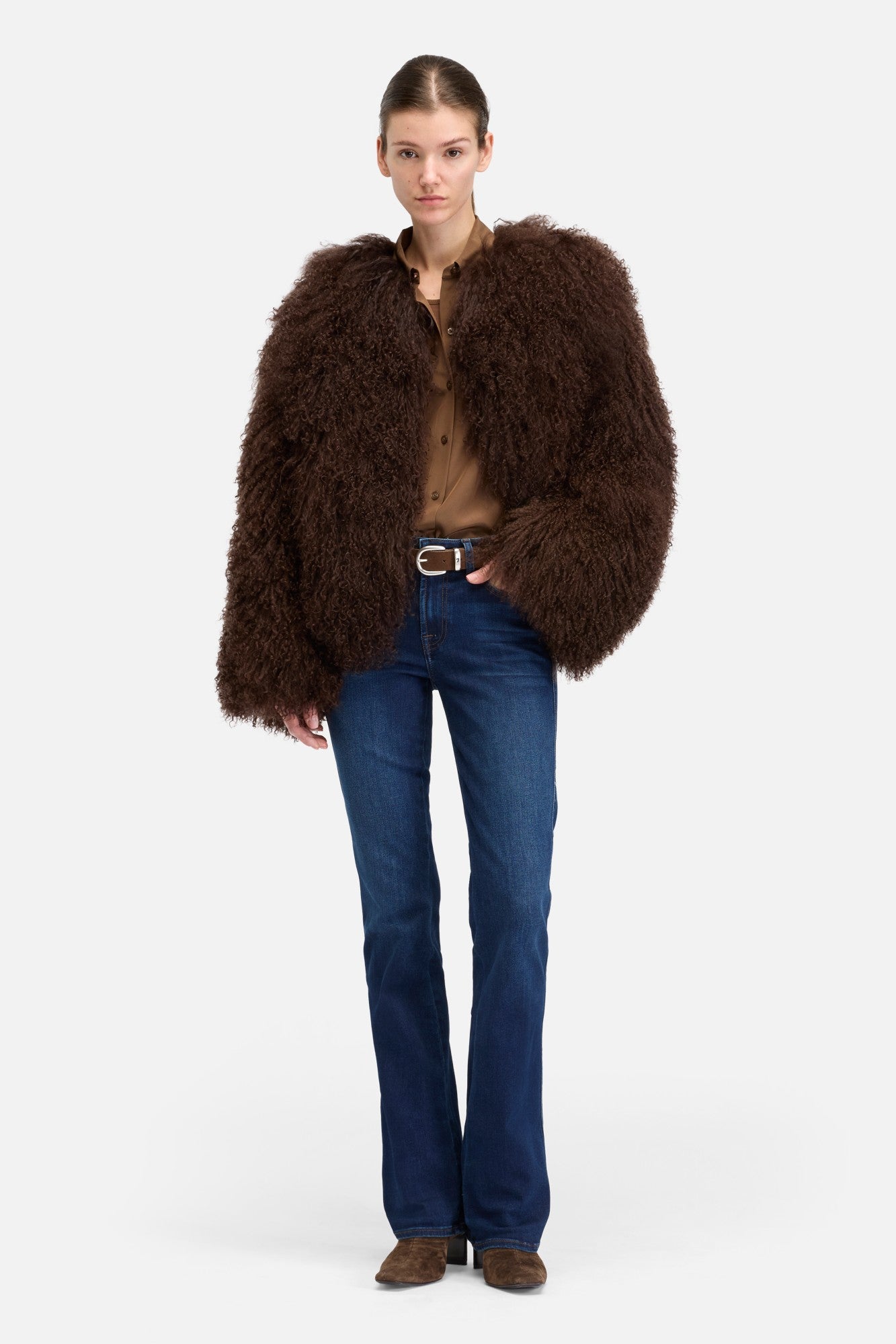 7-for-all-mankind-shearling-fur-jacket-damen-mantel-braun image 2