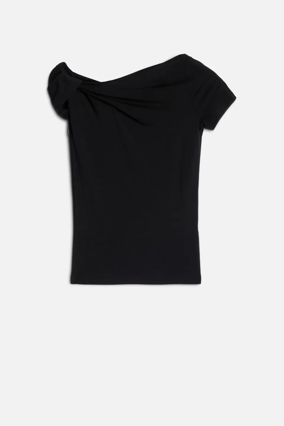 7-for-all-mankind-twisted-shoulder-tee-lyocell-black-damen-top image 1