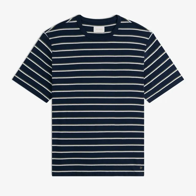 aim-leon-dore-yarn-dyed-striped-t-shirt-navy image 1