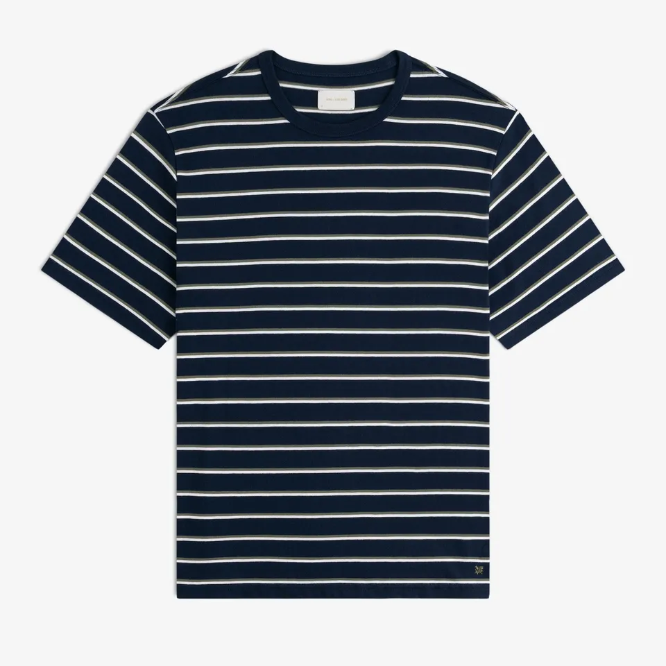 aim-leon-dore-yarn-dyed-striped-t-shirt-navy image 1