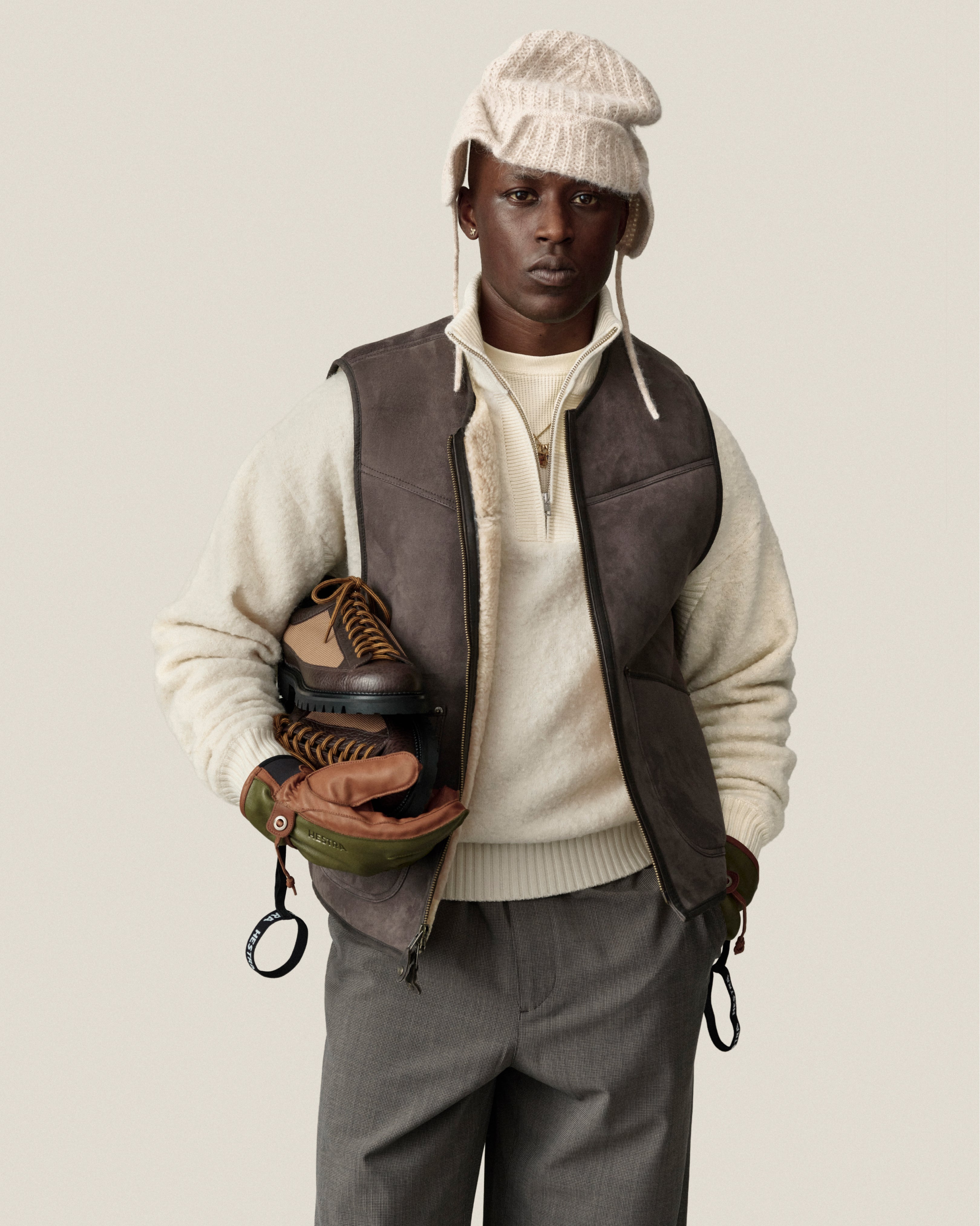 aim-leon-dore-alpaca-wool-quarter-zip-pullover-cream image 3