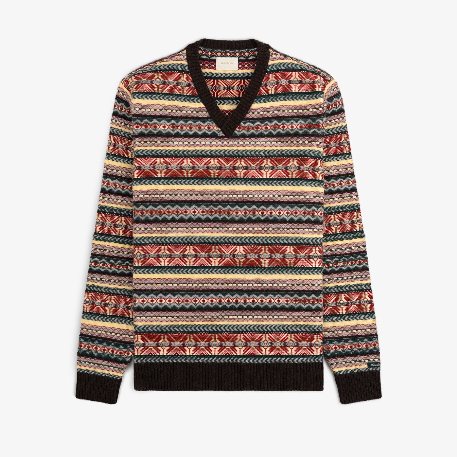 aim-leon-dore-fair-isle-v-neck-sweater-pullover-multicolor image 1