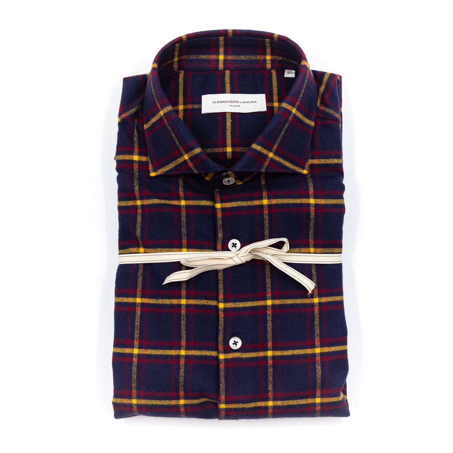 alessandro-lamura-herren-flanellhemd-karo-blau-bordeaux image 2