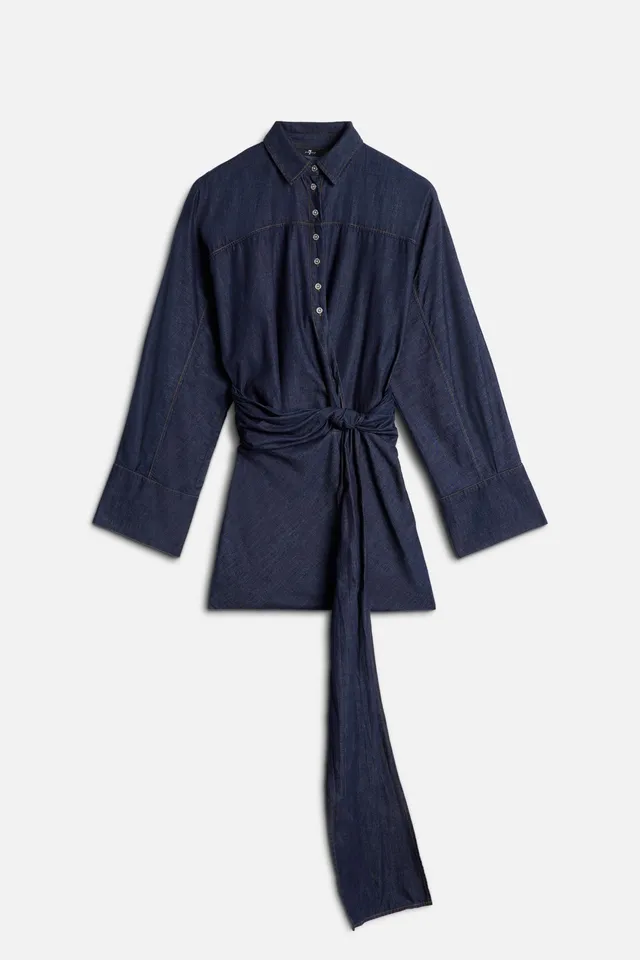 7-for-all-mankind-waist-tie-dress-damen-denim-abyss-dunkel image 1