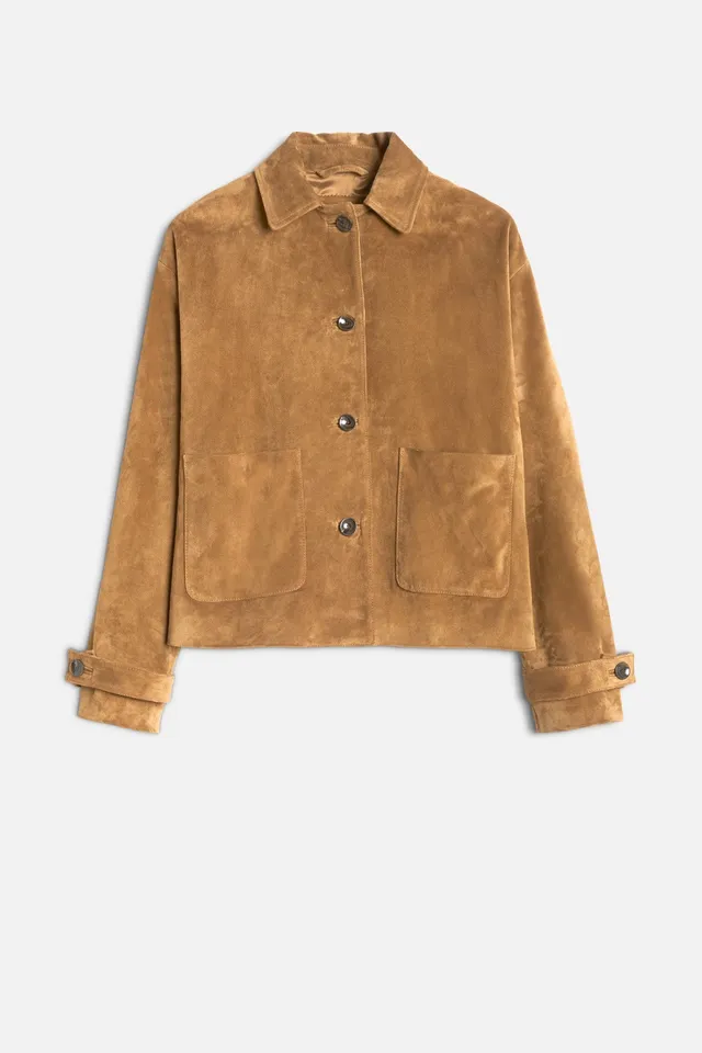 7-for-all-mankind-suede-cropped-chore-jacket-tobacco-damen-lederjacke image 1