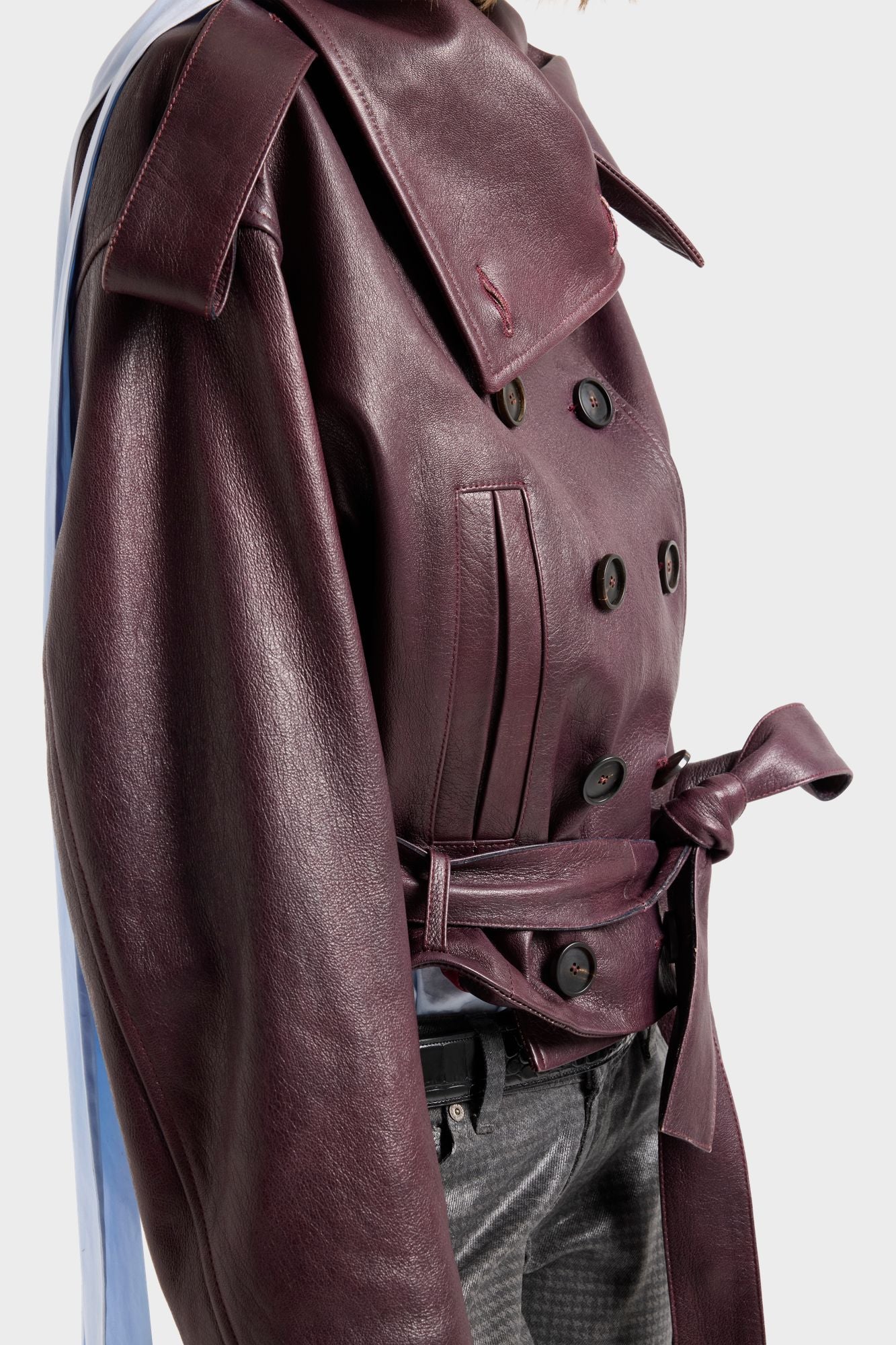7-for-all-mankind-double-breasted-high-neck-short-coat-leather-black-cherry image 6