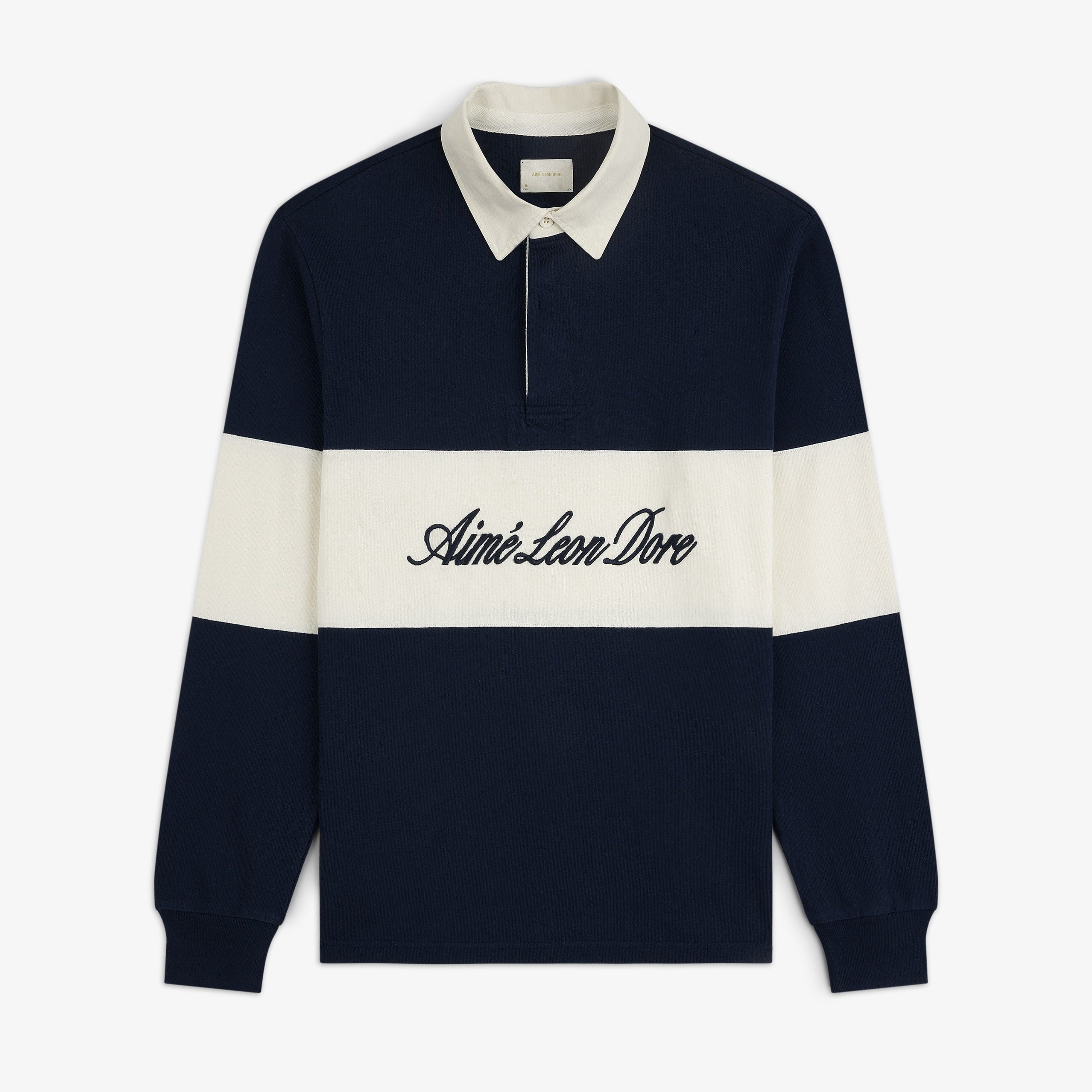 aim-leon-dore-script-paneled-rugby-navy-regular-fit image 1