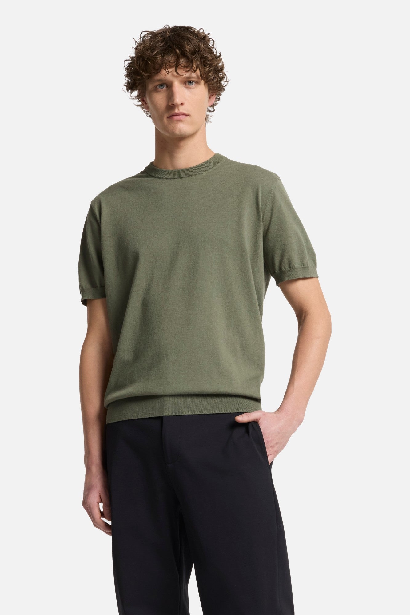 7-for-all-mankind-classic-cotton-kurzarm-pullover-army-green image 3