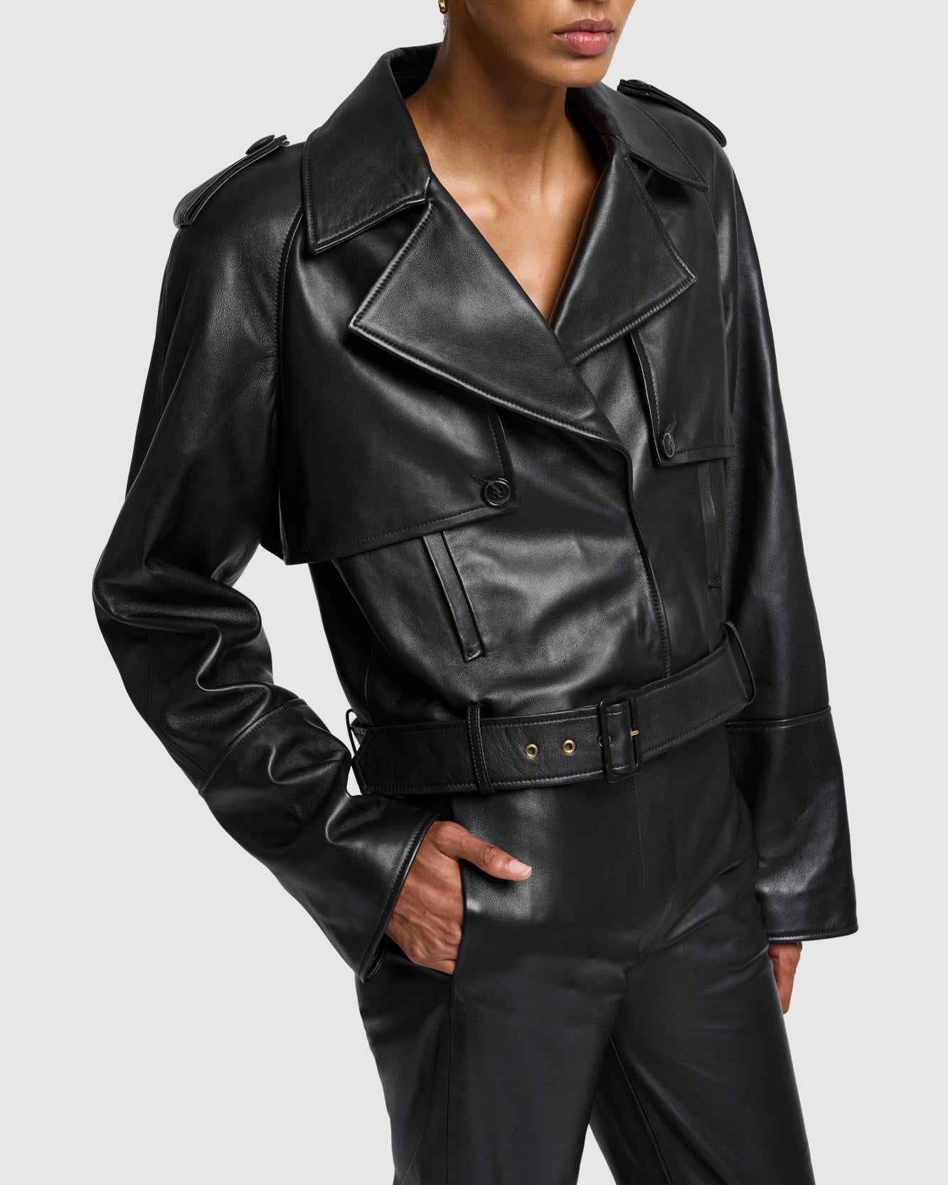 7-for-all-mankind-crop-bikerjacke-lederjacke-in-schwarz image 6