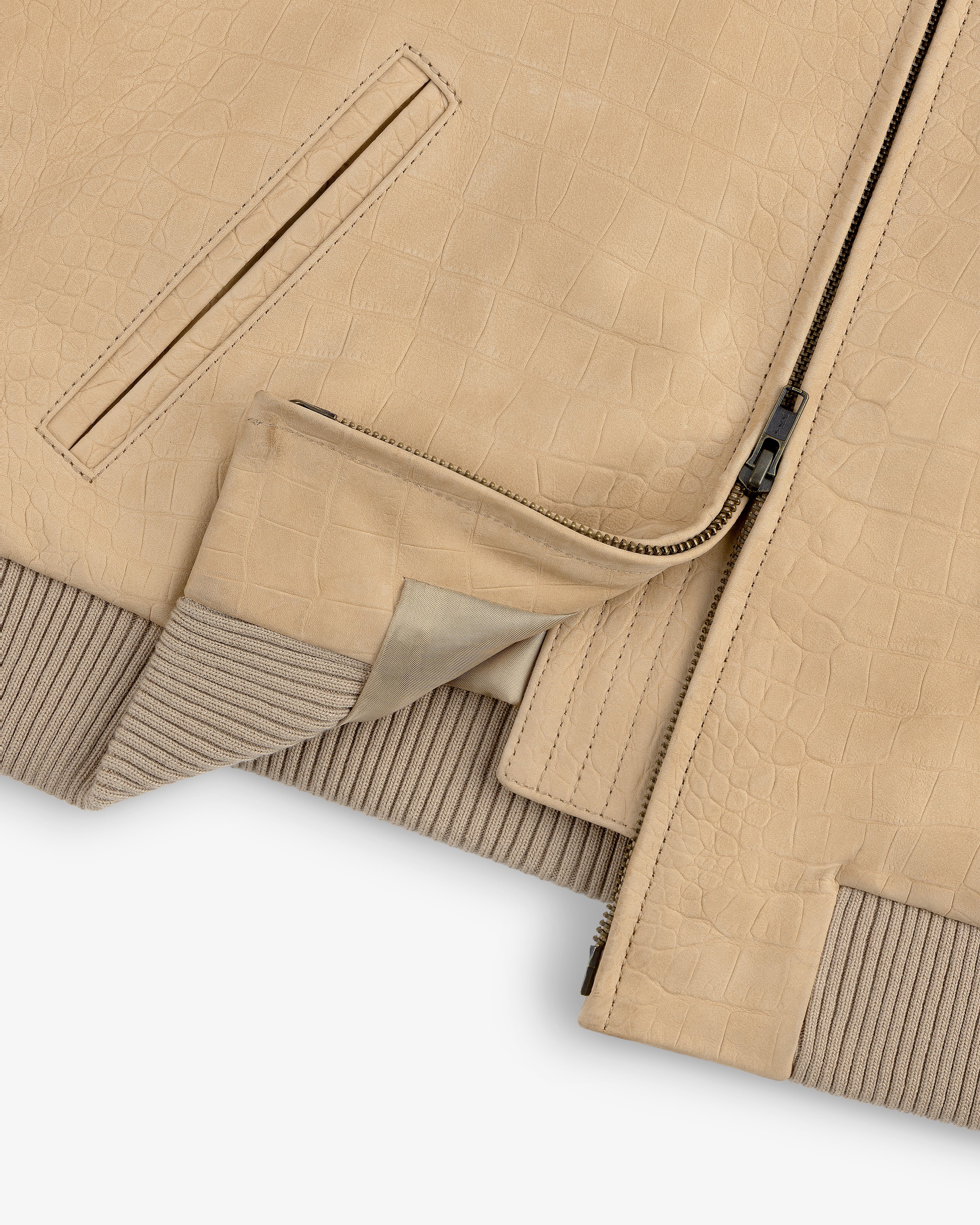 aim-leon-dore-croc-embossed-nubuck-bomber-jacket-tan image 7