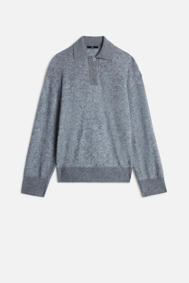 7-for-all-mankind-cashmere-blend-fuzzy-polo-sweater-oversize-polo-in-grey image 1