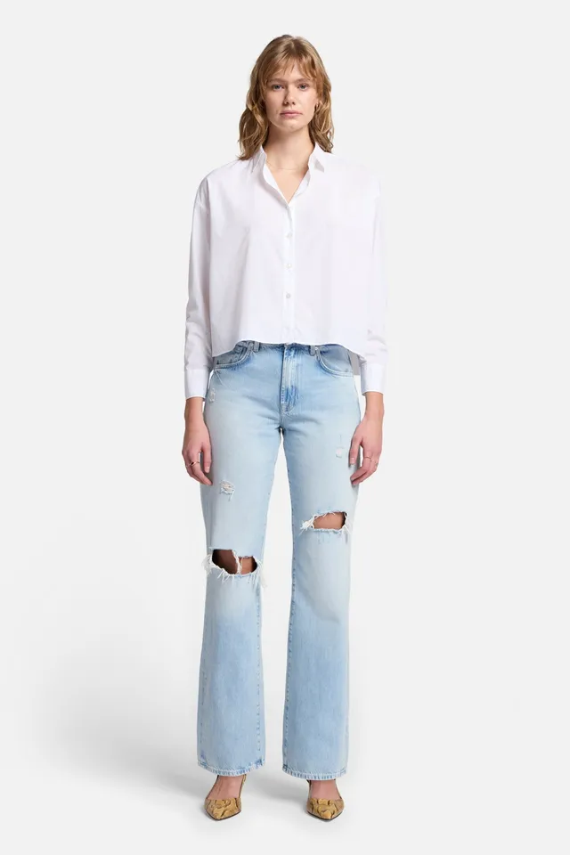 7-for-all-mankind-cropped-poplin-button-down-hemd-damen-wei image 1