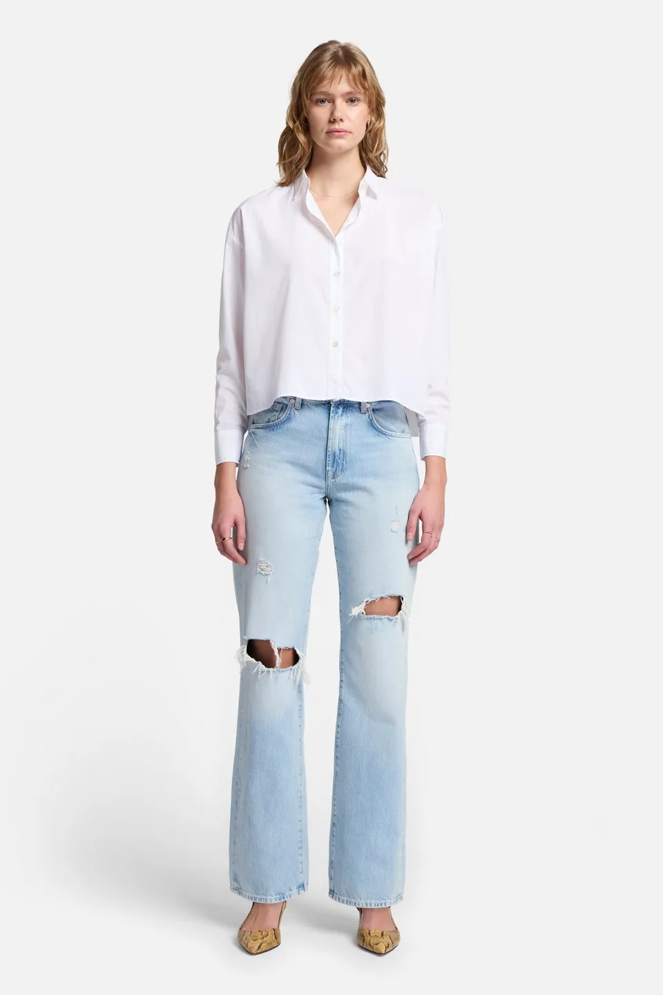 7-for-all-mankind-cropped-poplin-button-down-hemd-damen-wei image 1