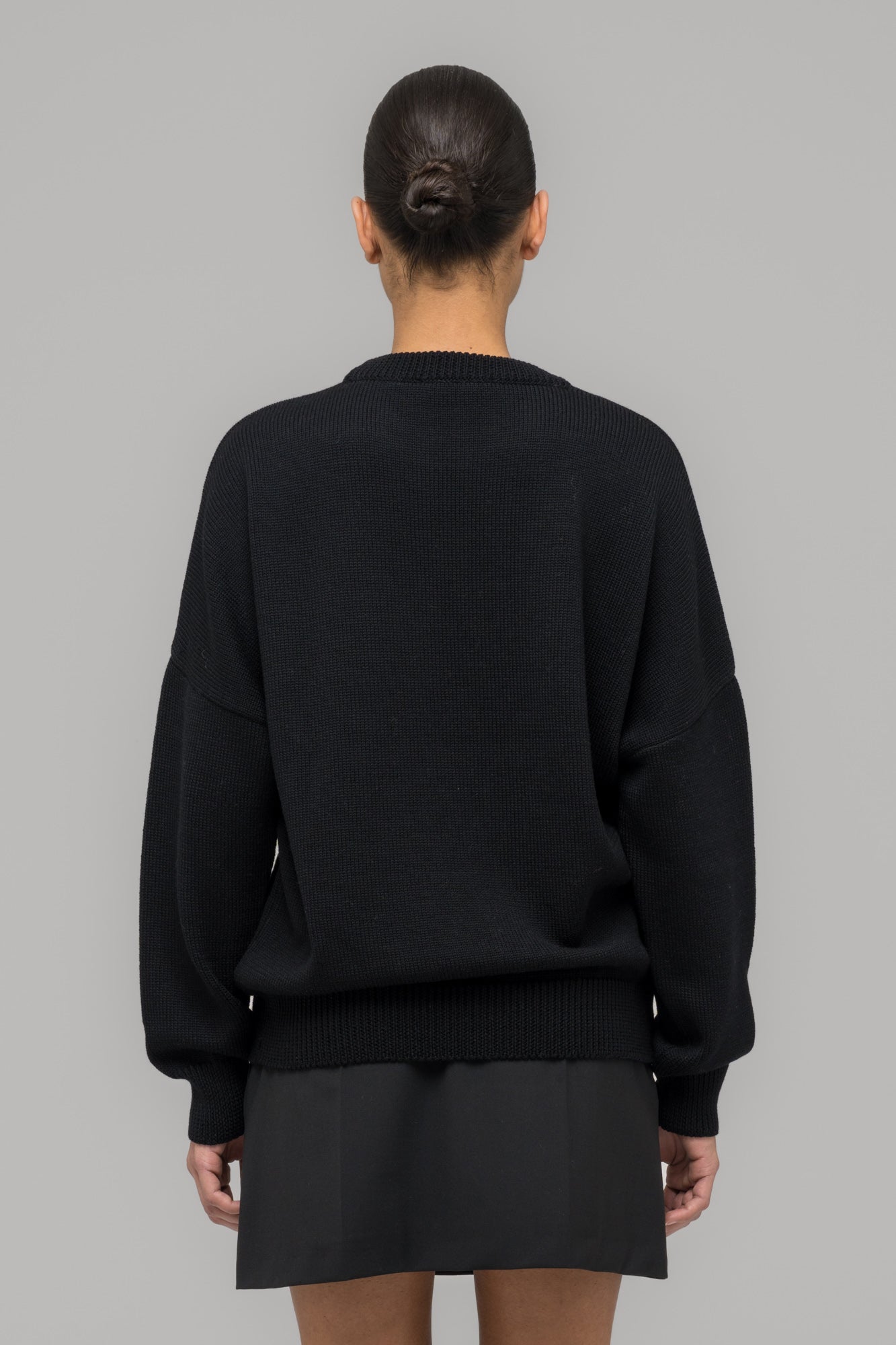 032c-selfie-sweater-black-black-melange-merino-strickpullover-relaxed-fit image 5