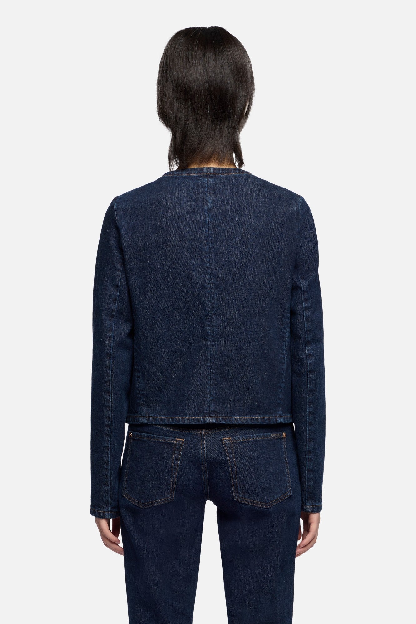 7-for-all-mankind-collarless-jacket-rinsed-indigo-damen-jeansjacke image 5