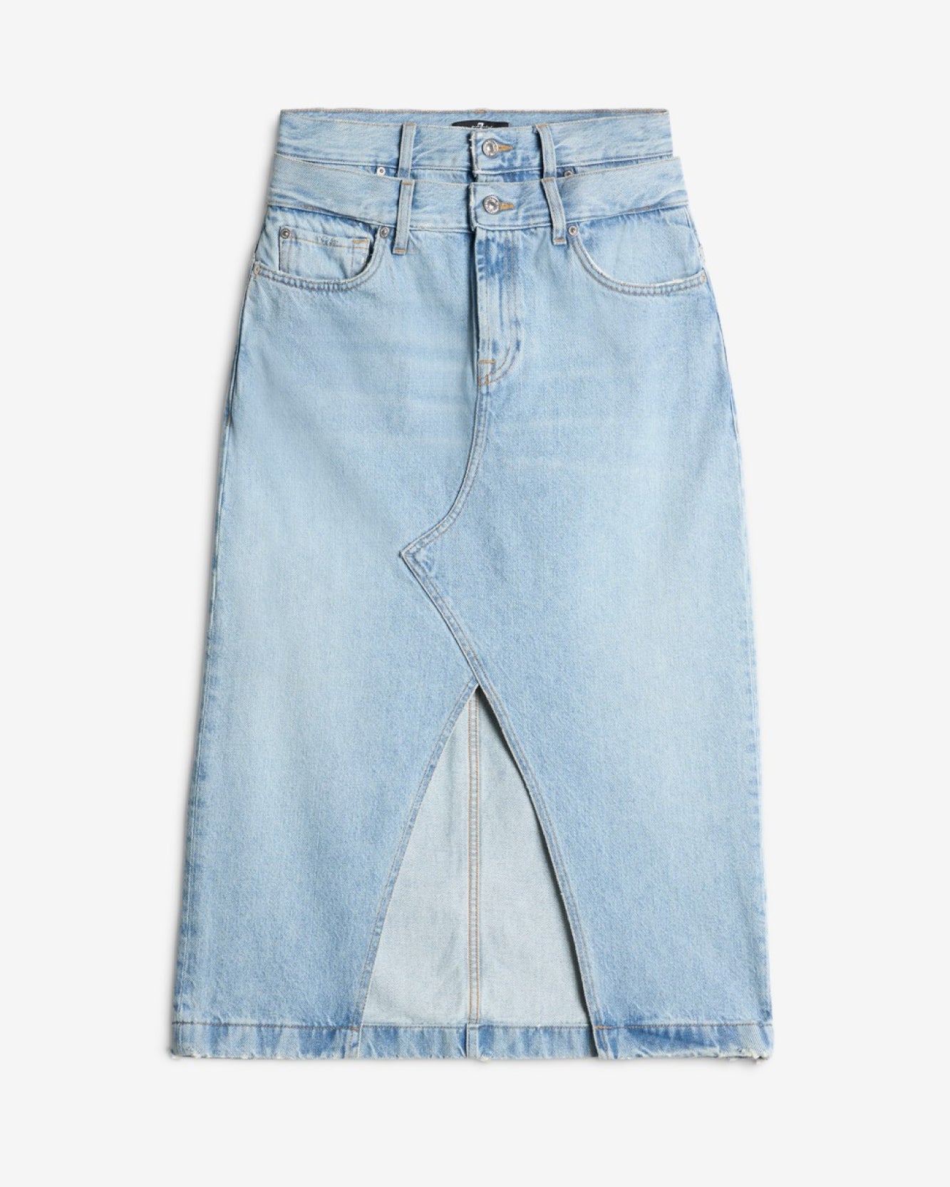 7-for-all-mankind-double-waist-skirt-bleach-denim-rock-damen image 1