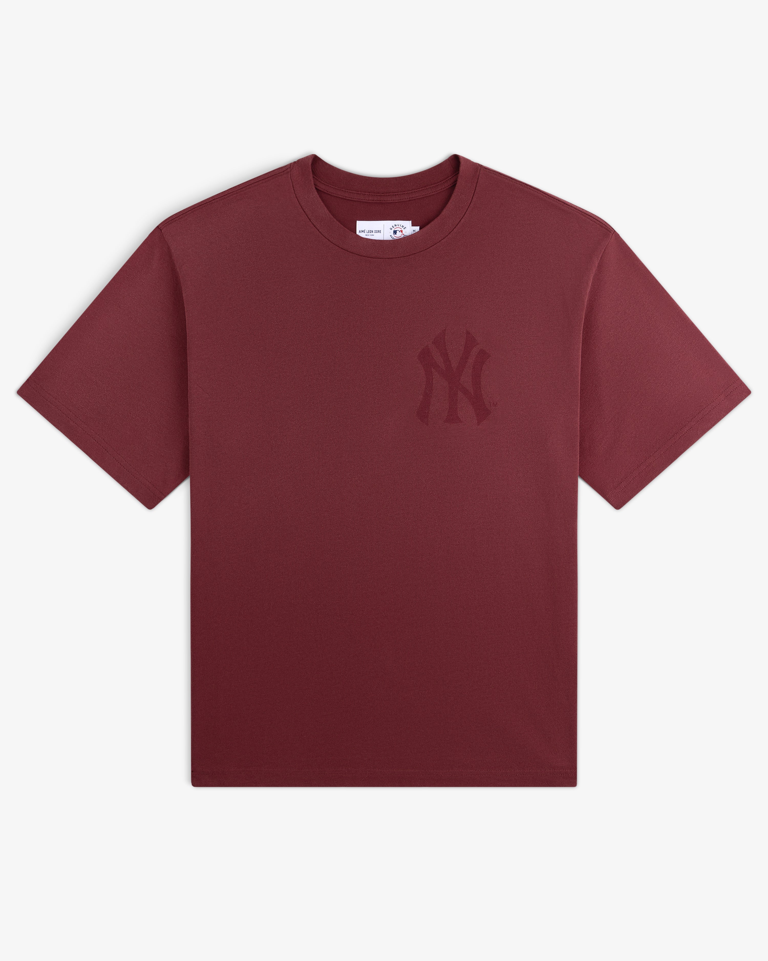 aim-leon-dore-yankees-washed-logo-tee-rotes-boxy-t-shirt image 2