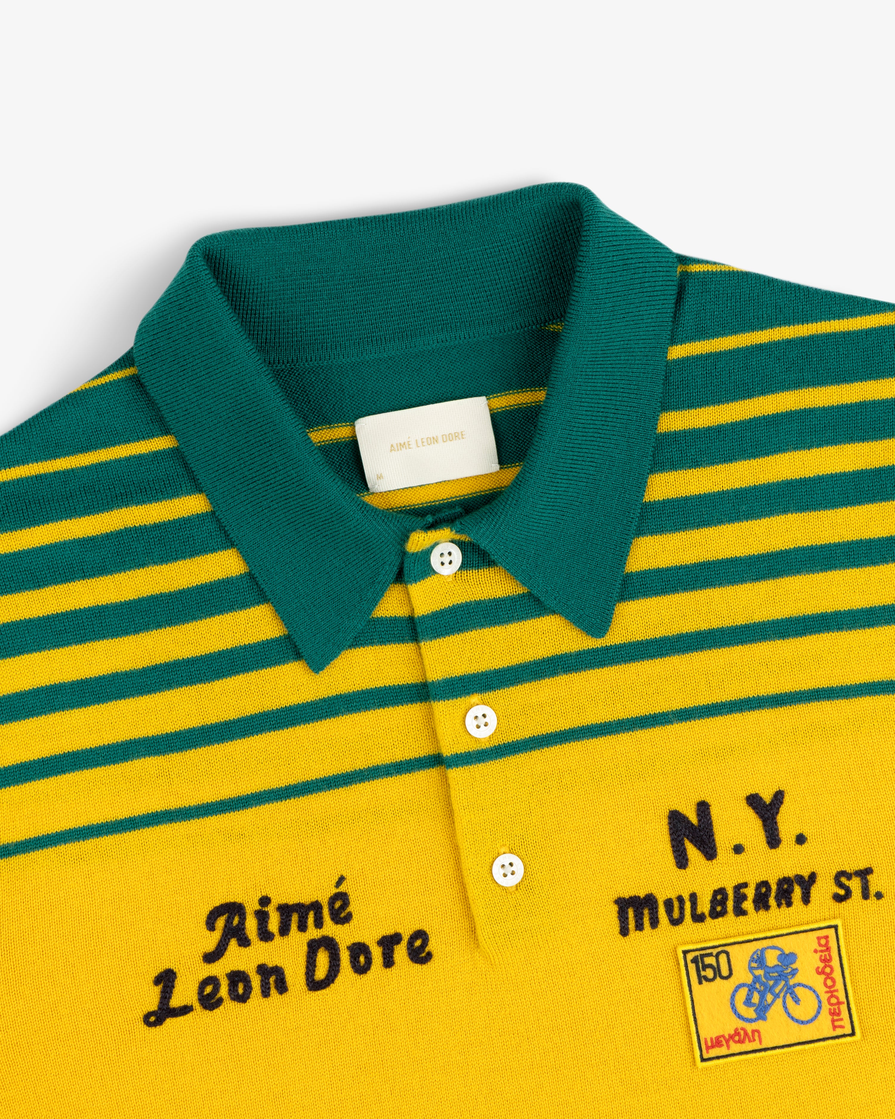 aim-leon-dore-merino-wool-knit-cycling-polo-gelb-gr-n image 4