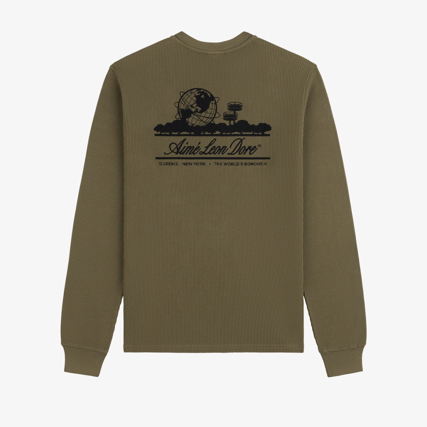aim-leon-dore-long-sleeve-unisphere-waffle-thermal-olive image 1