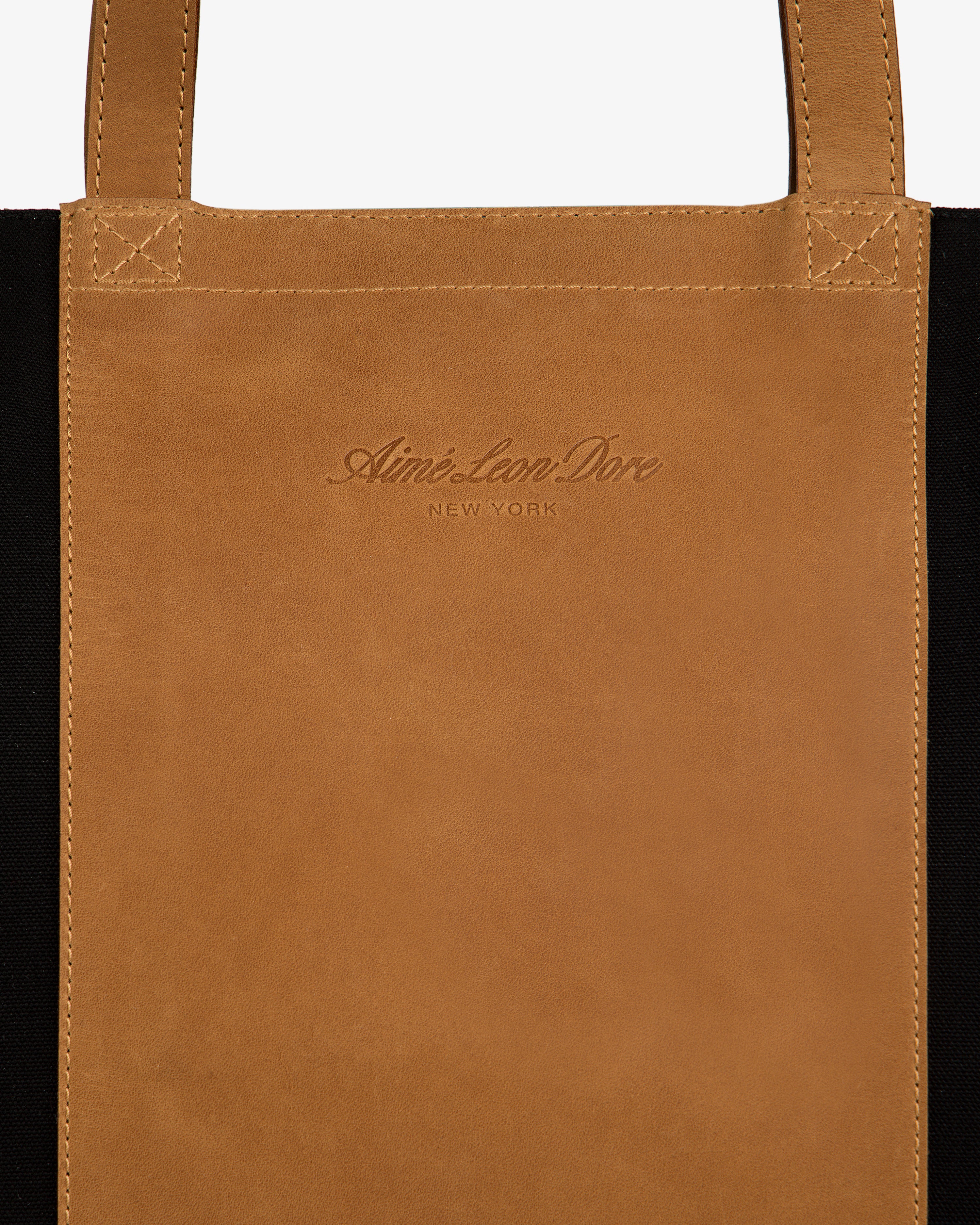 aim-leon-dore-leather-canvas-zip-tote-tasche-schwarz-21-2-zoll image 5