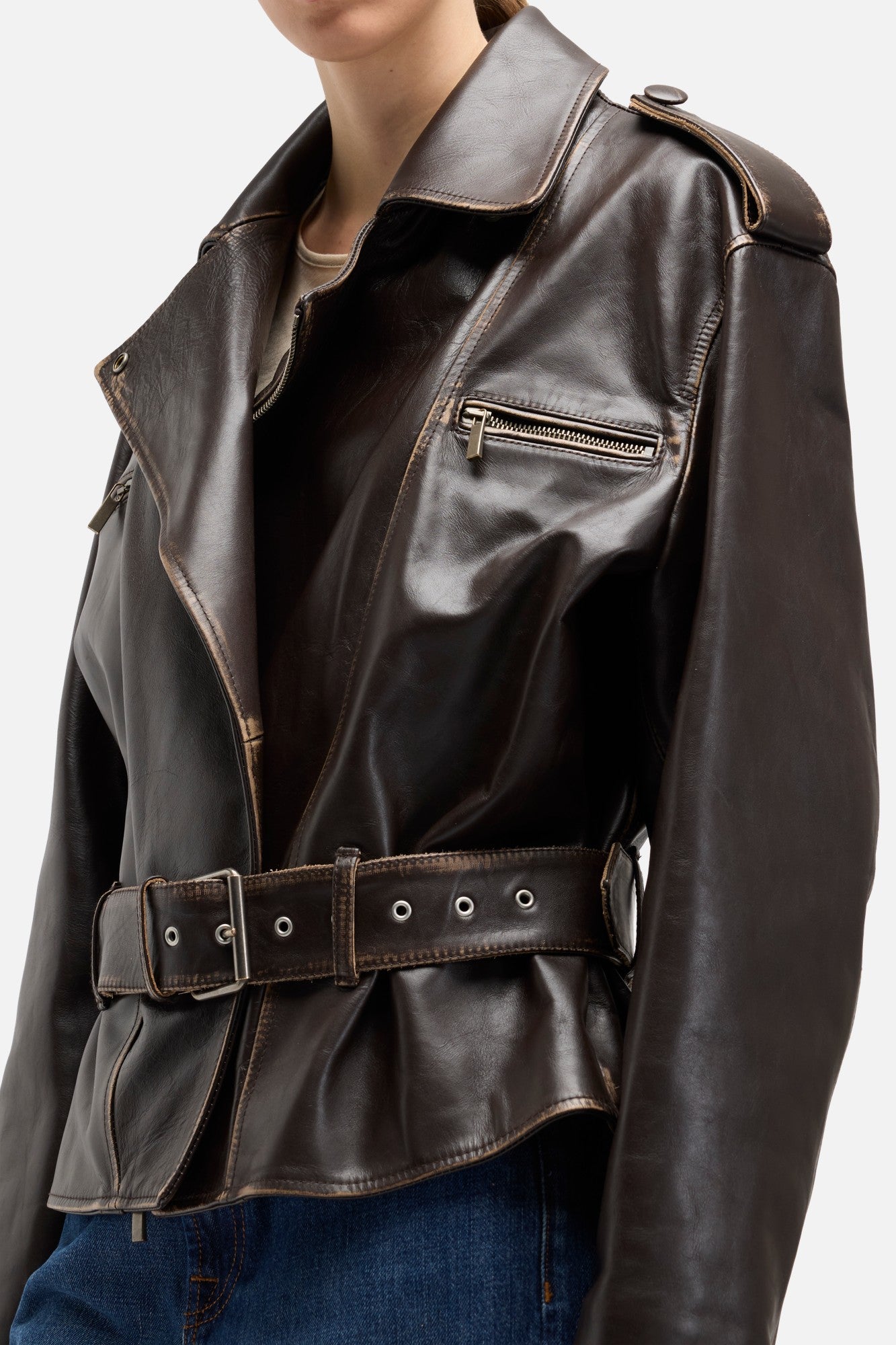 7-for-all-mankind-bikerjacke-aus-leder-in-vintage-brown image 4