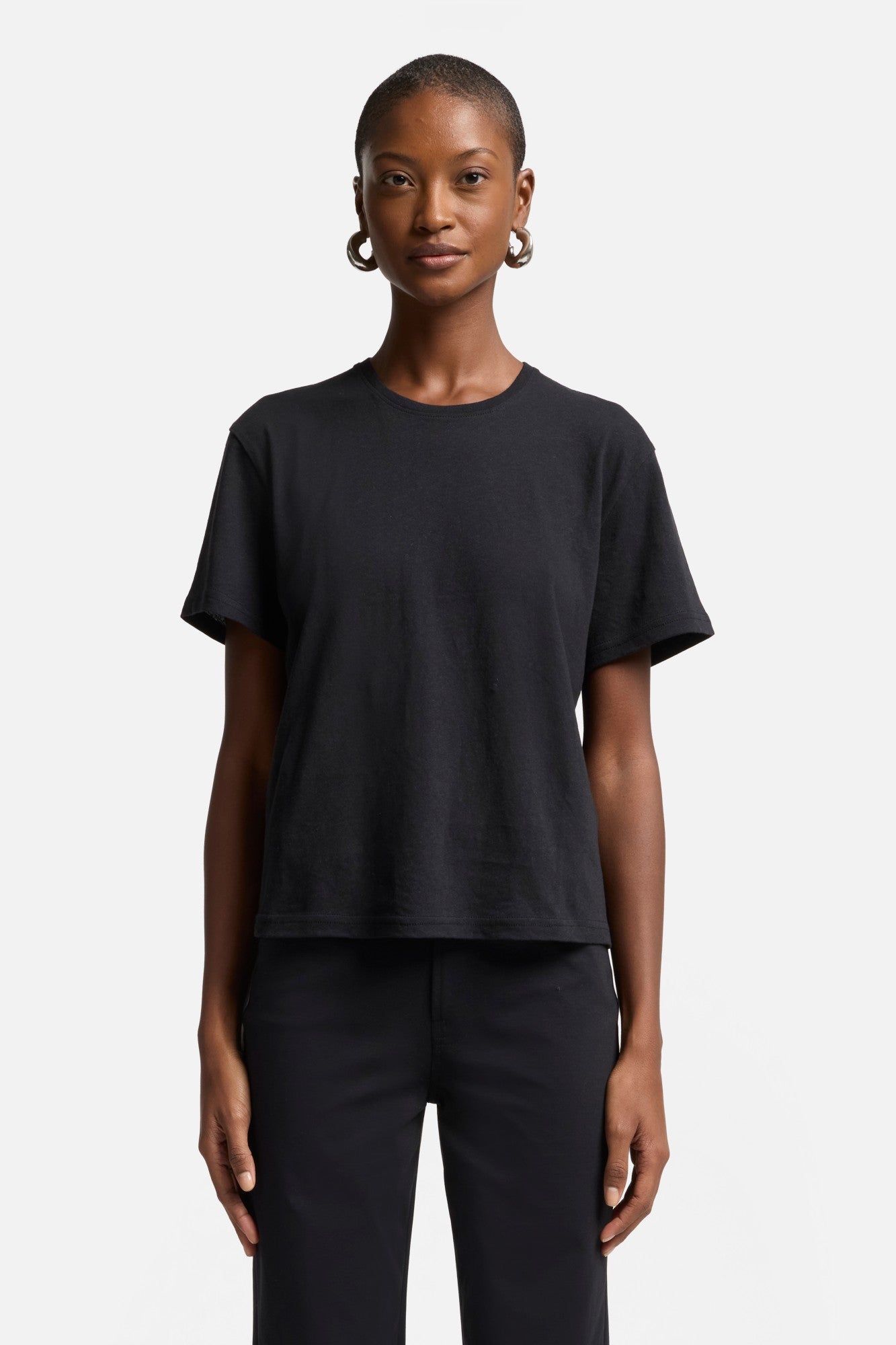 7-for-all-mankind-linen-blend-tee-kurzarm-shirt-black image 3