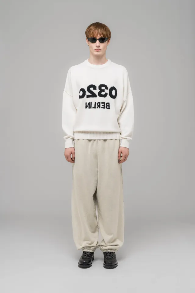 032c-selfie-sweater-white-black-relaxed-fit-merino-strickpullover image 1