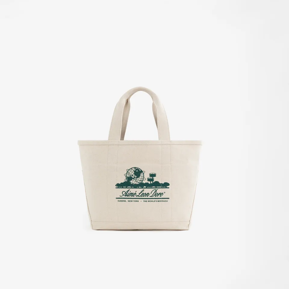 aim-leon-dore-small-unisphere-tote-bag-creme-gr-n-baumwolle image 1