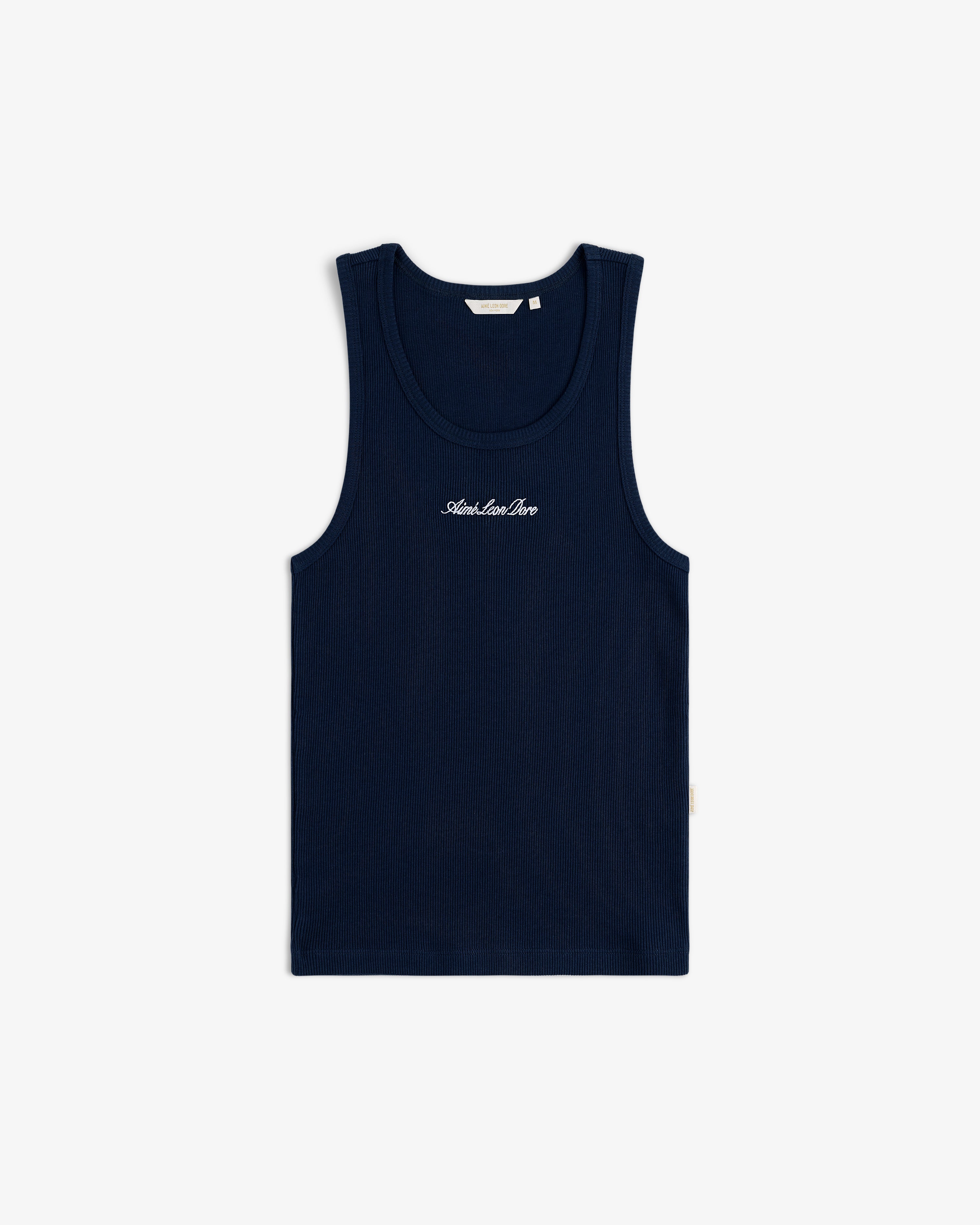 aim-leon-dore-embroidered-logo-tank-top-navy-damen-top-slim-fit image 2