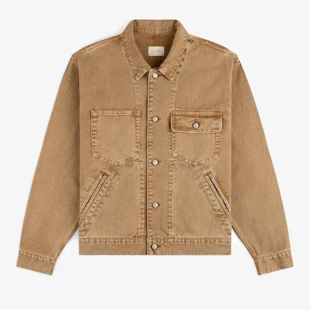 aim-leon-dore-denim-trucker-jacket-italian-cotton-tan image 1