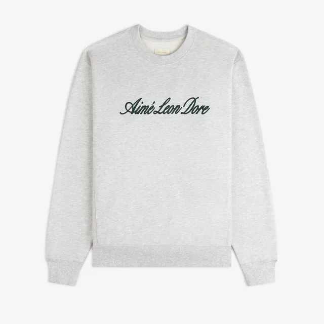aim-leon-dore-vintage-script-crewneck-sweatshirt-grau image 1