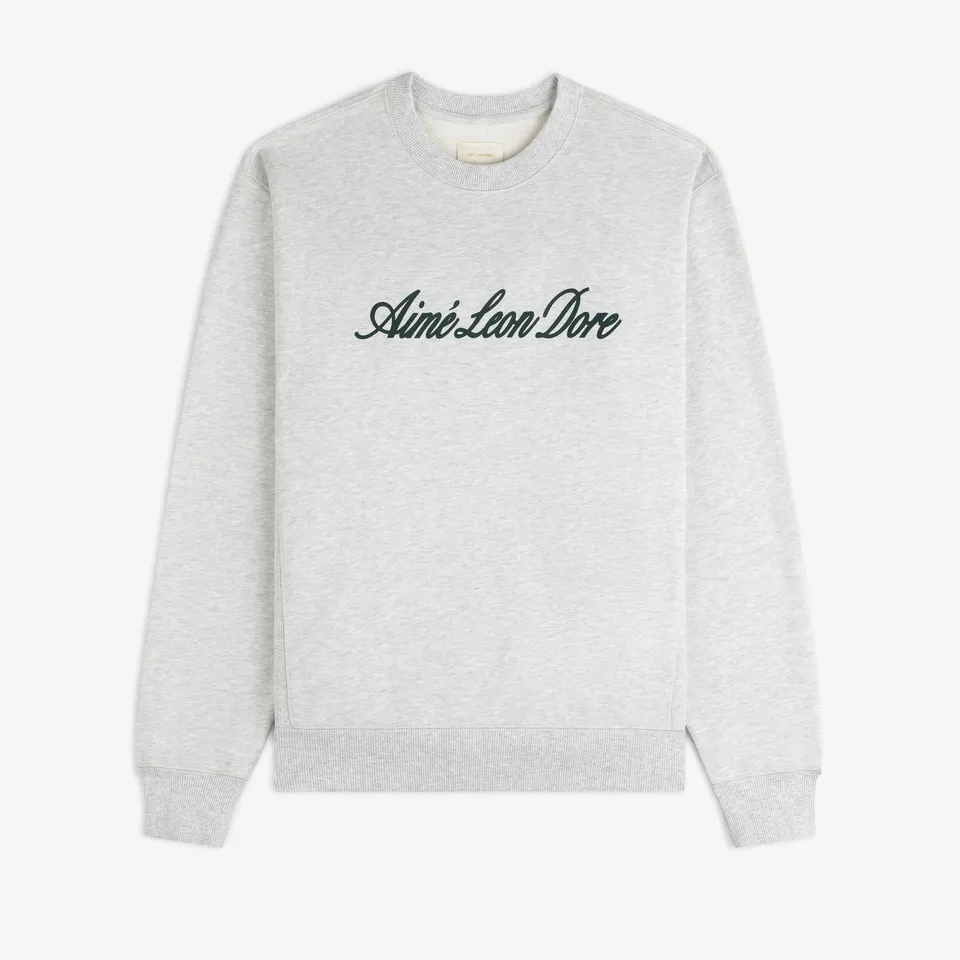 aim-leon-dore-vintage-script-crewneck-sweatshirt-grau image 1