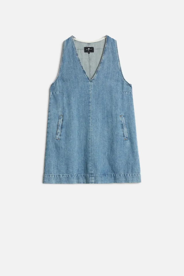 7-for-all-mankind-indigo-linen-v-neck-kleid-arizona-damen-minikleid image 1