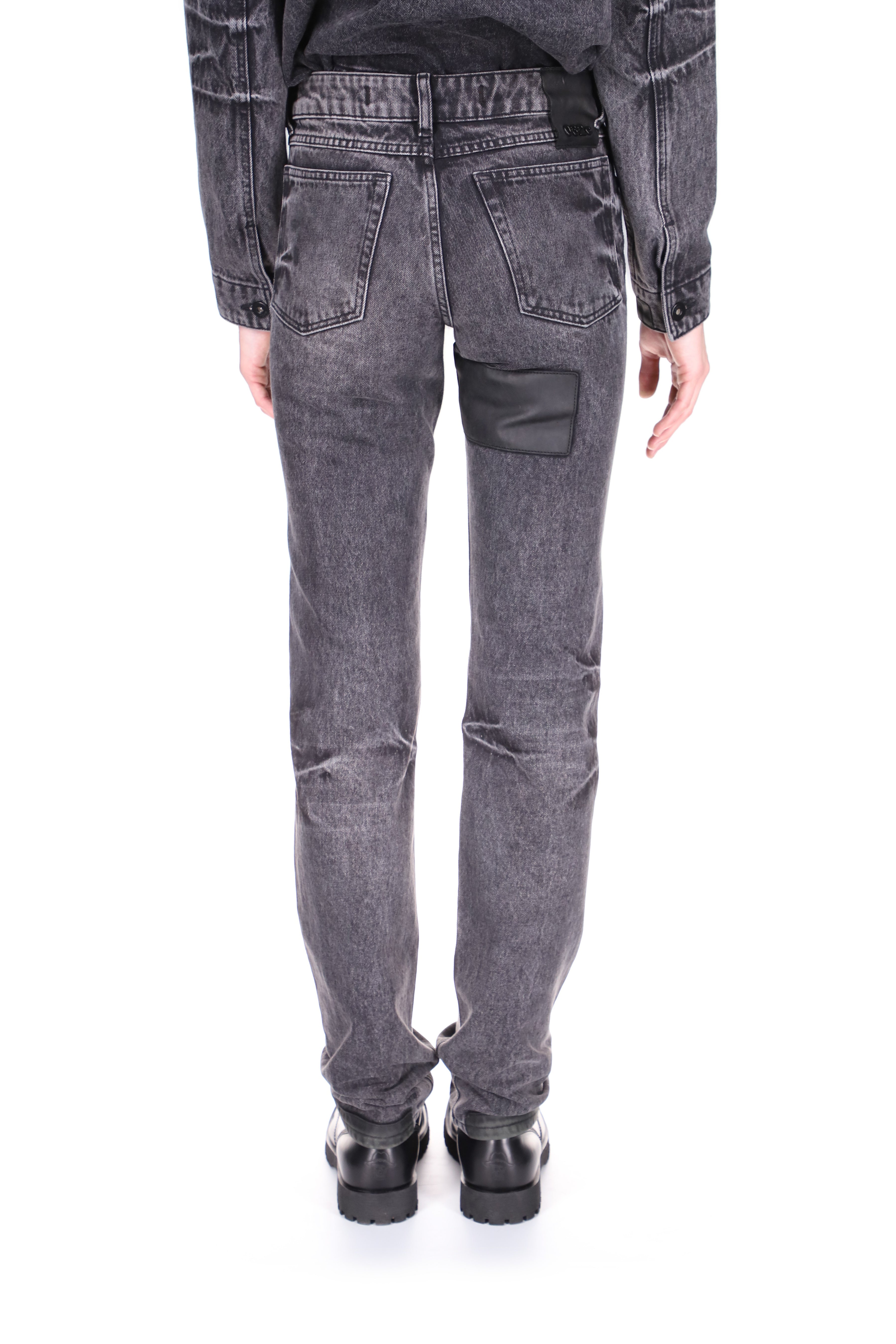 032c-moon-wash-jeans-slim-fit-5-pocket-patchwork-jeans-acid-black image 3
