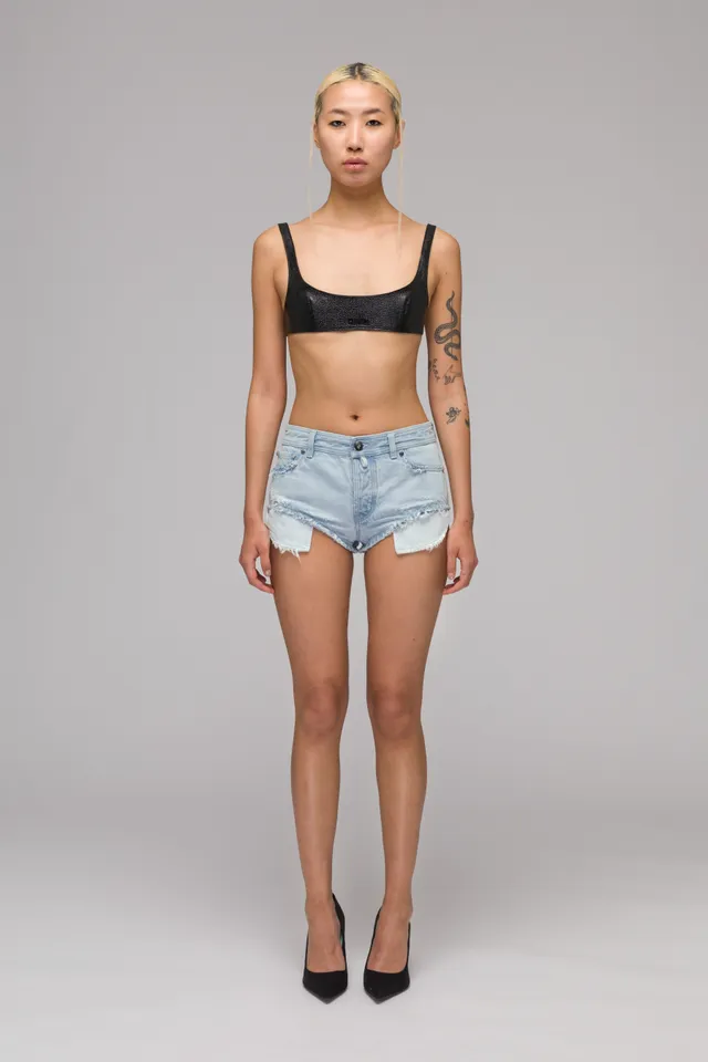 032c-double-shift-patchwork-daisy-dukes-denim-shorts image 1