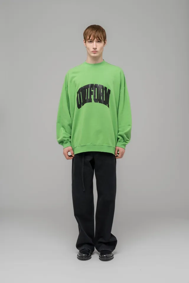 032c-oversized-crewneck-gr-n-mit-print-und-stickerei image 1