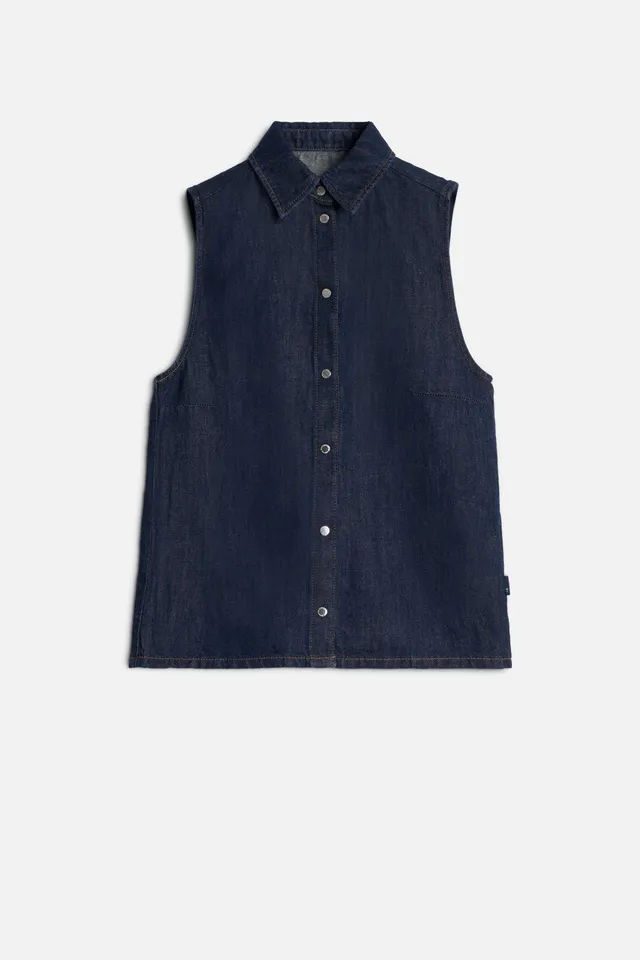 7-for-all-mankind-sleeveless-shirt-bluse-indigo-linen-blossom image 1