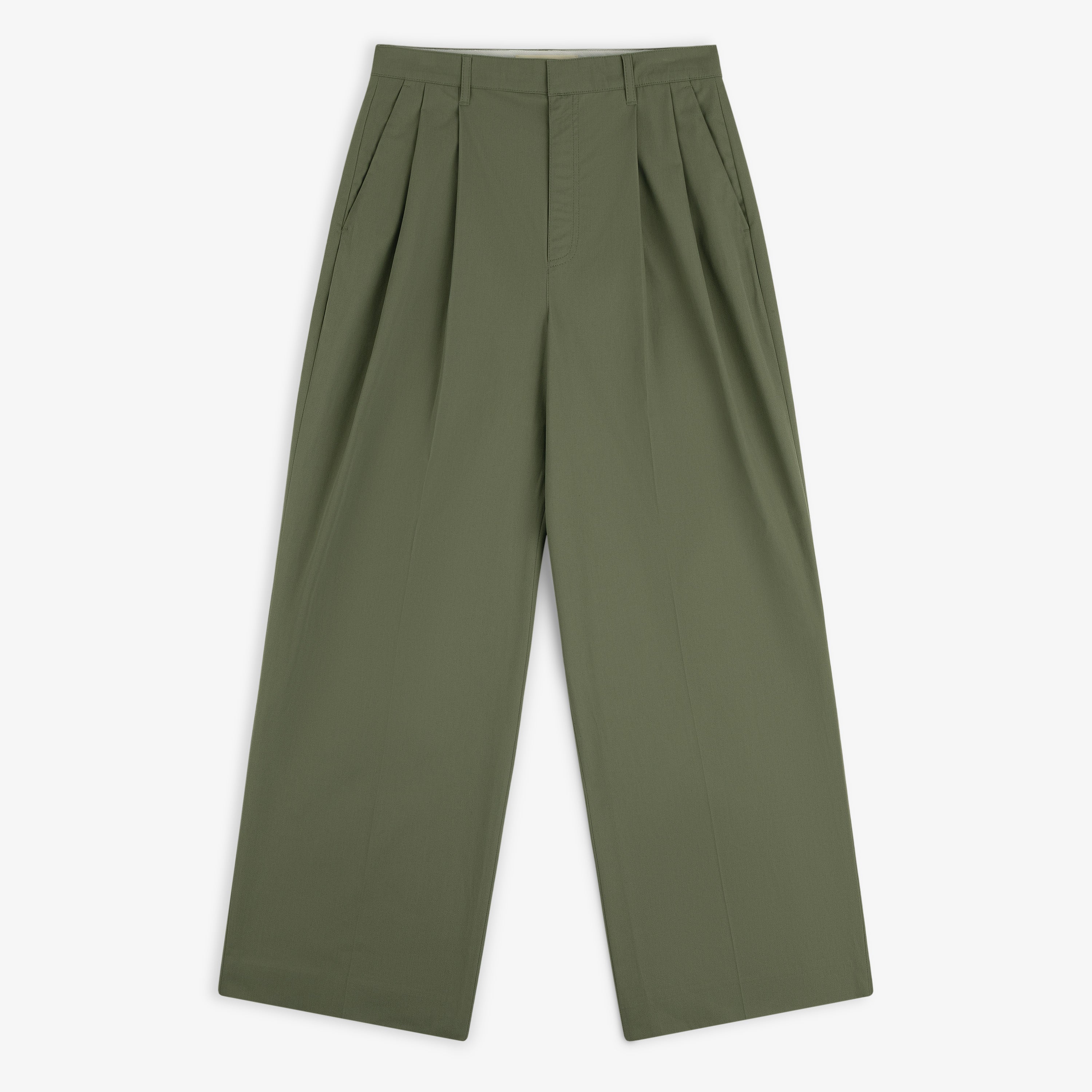 aim-leon-dore-lightweight-pleated-cotton-trouser-hose-olive image 1