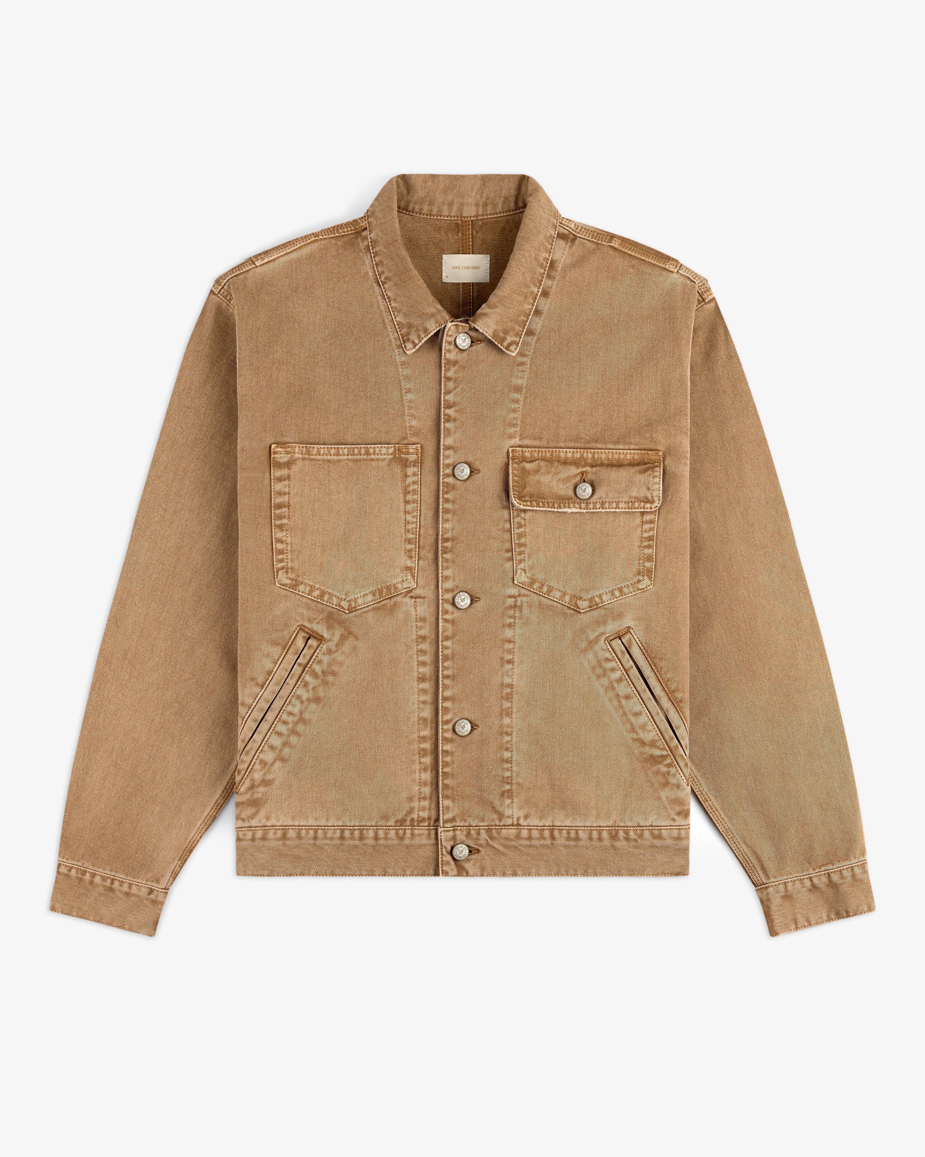 aim-leon-dore-denim-trucker-jacket-italian-cotton-tan image 2