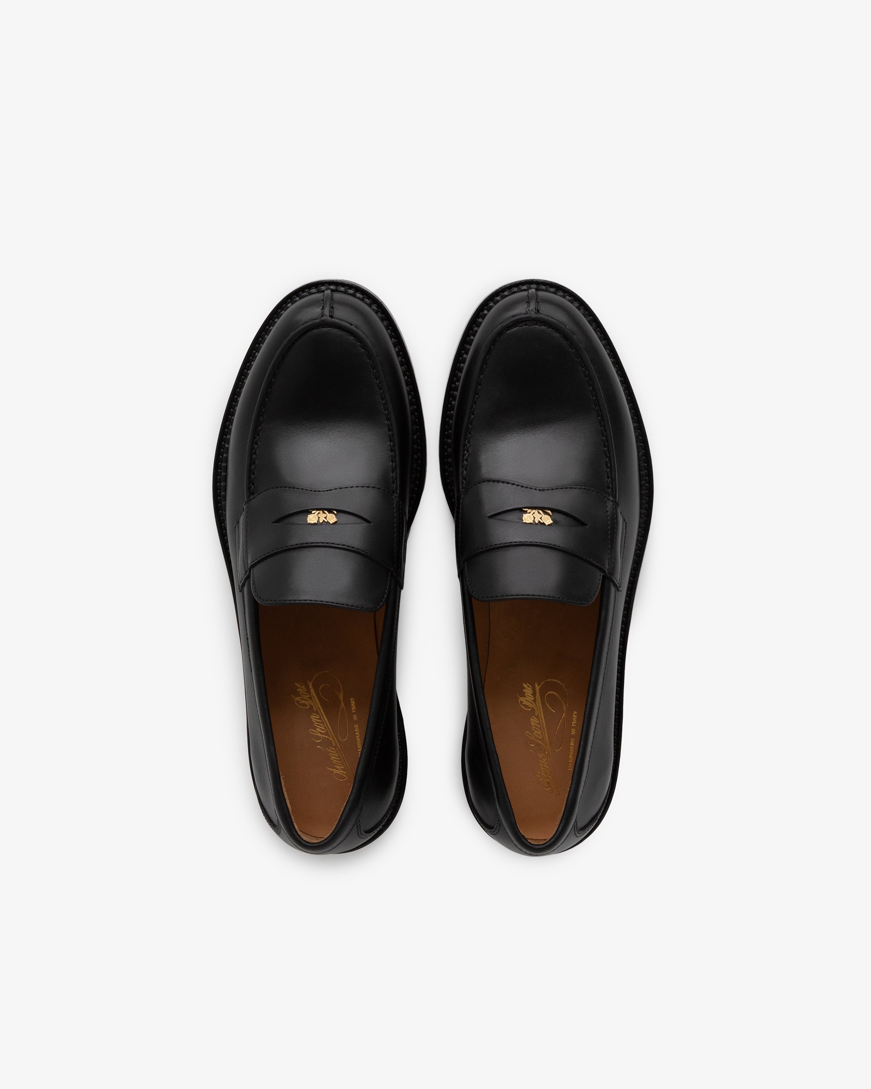 aim-leon-dore-queens-crest-loafer-black-penny-loafer-aus-vollleder image 4
