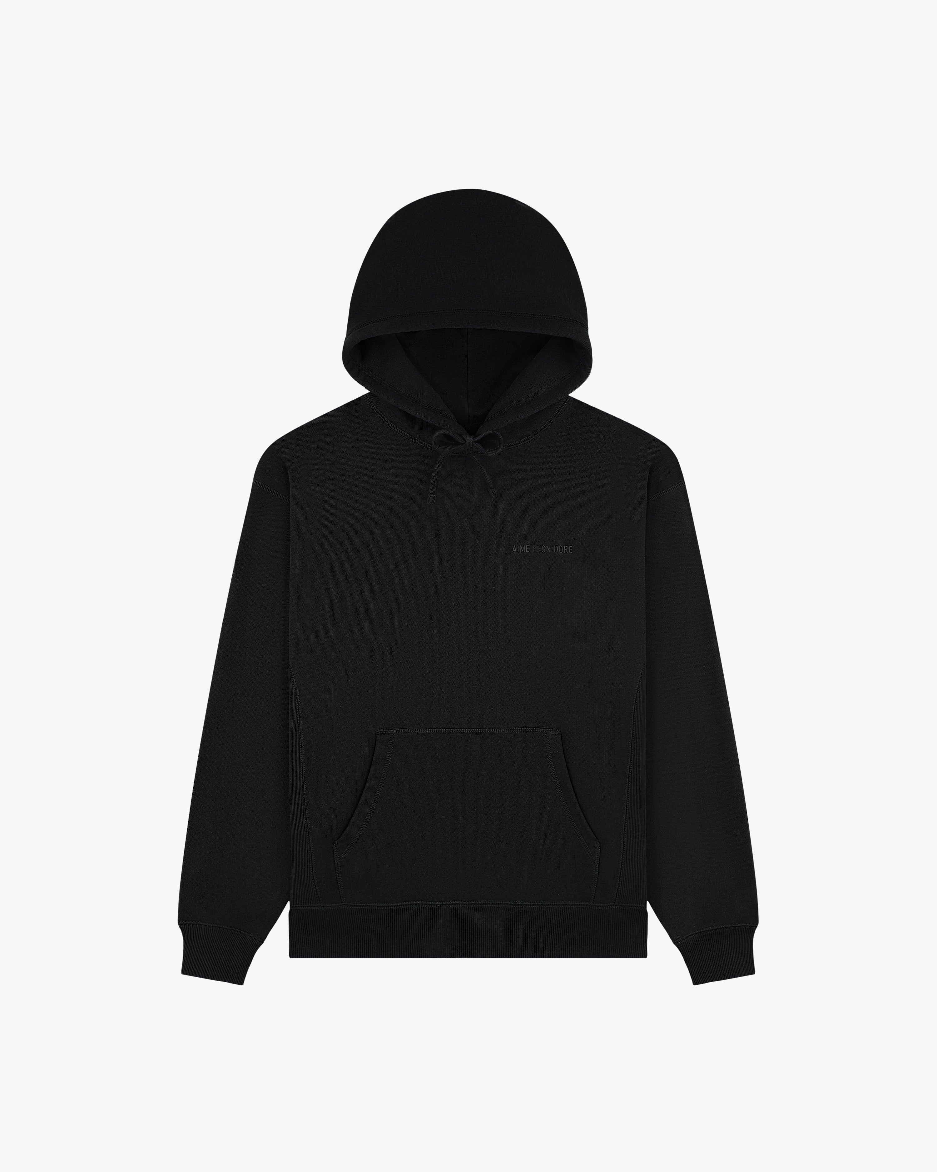 aim-leon-dore-tonal-logo-hoodie-schwarzer-baumwoll-hoodie image 2