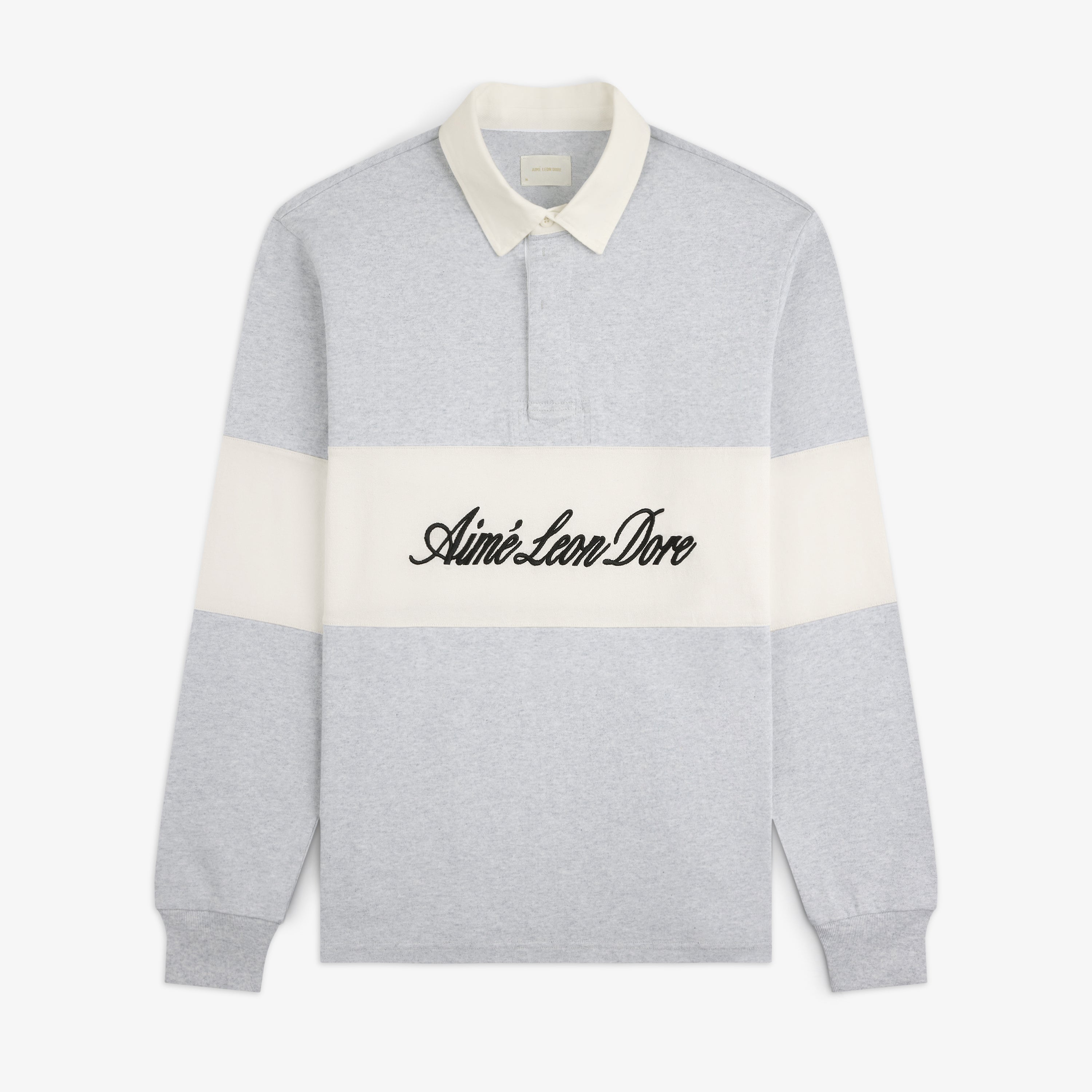 aim-leon-dore-script-paneled-rugby-graues-heavy-jersey-langarmshirt image 1