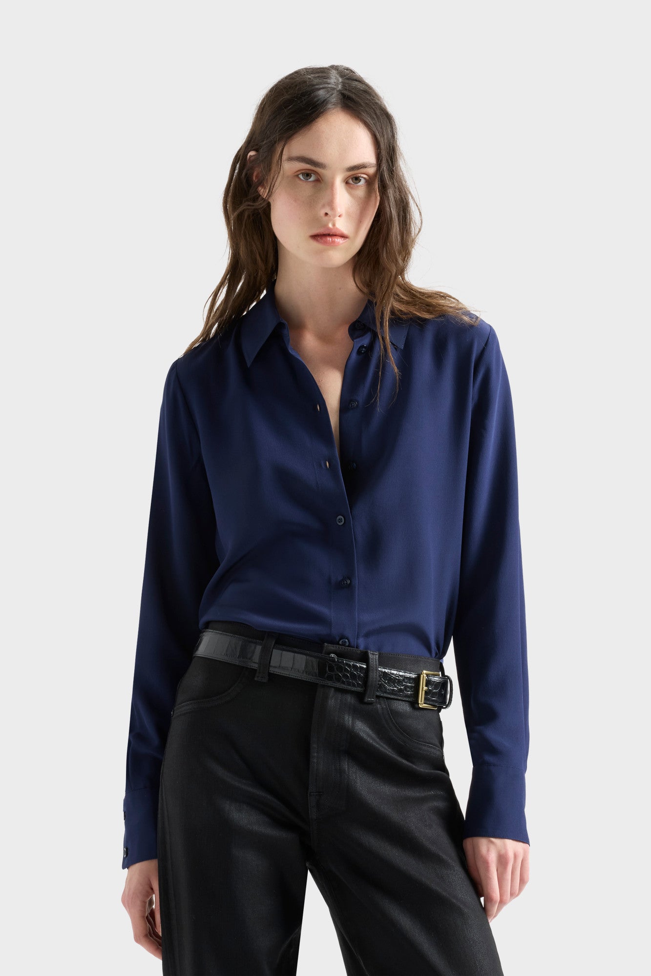 7-for-all-mankind-long-sleeve-slim-fit-bluse-silk-navy-blue image 3
