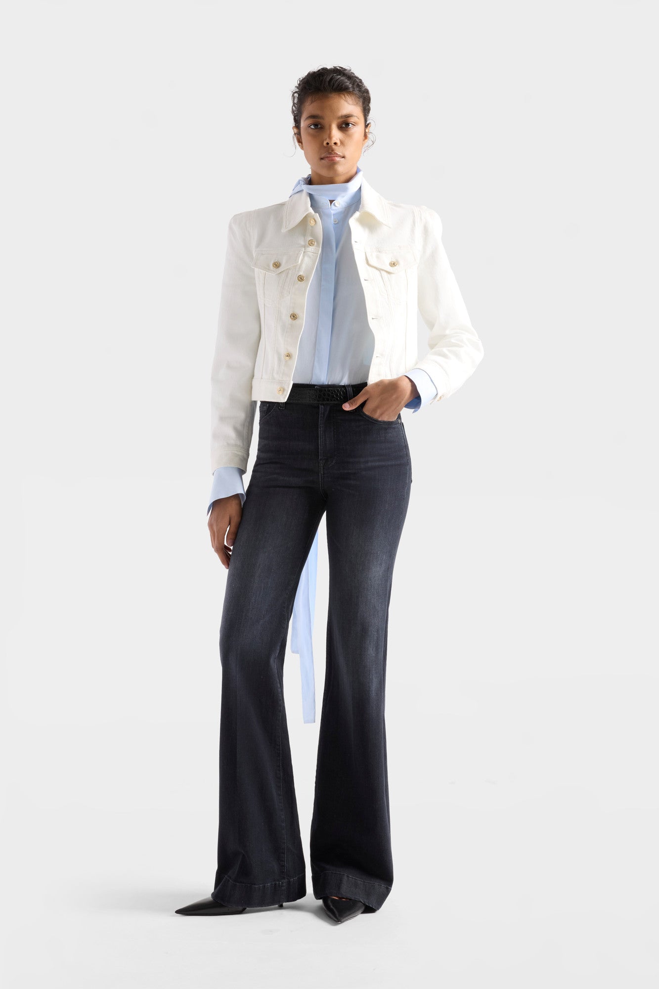 7-for-all-mankind-modern-dojo-damen-flare-jeans-slim-illusion-blackout image 2