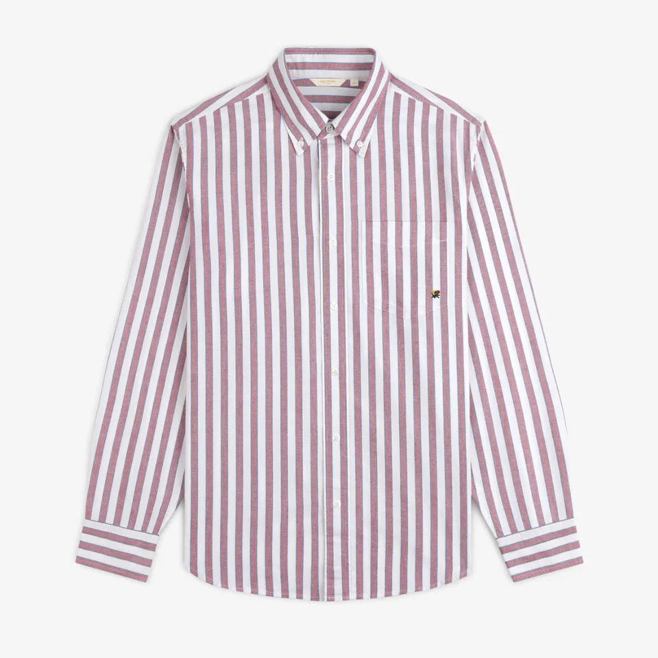 aim-leon-dore-striped-crest-oxford-shirt-rot-wei image 1