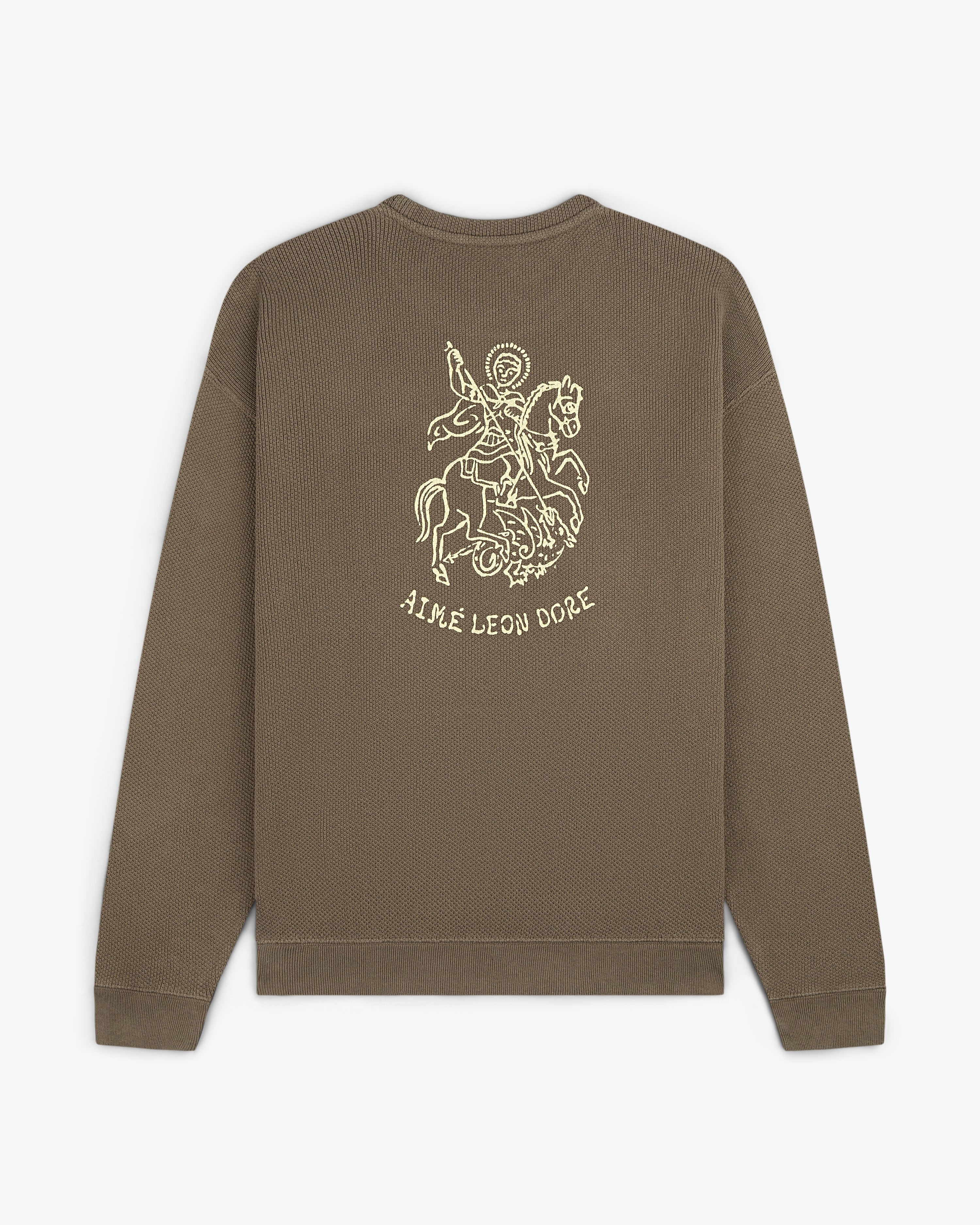 aim-leon-dore-saint-george-piqu-crewneck-sweatshirt-taupe image 2