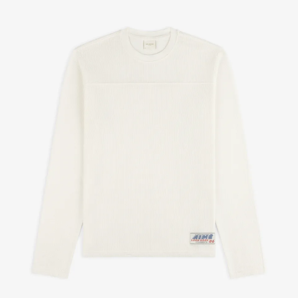aim-leon-dore-long-sleeve-mesh-football-tee-creme-250-gsm image 1