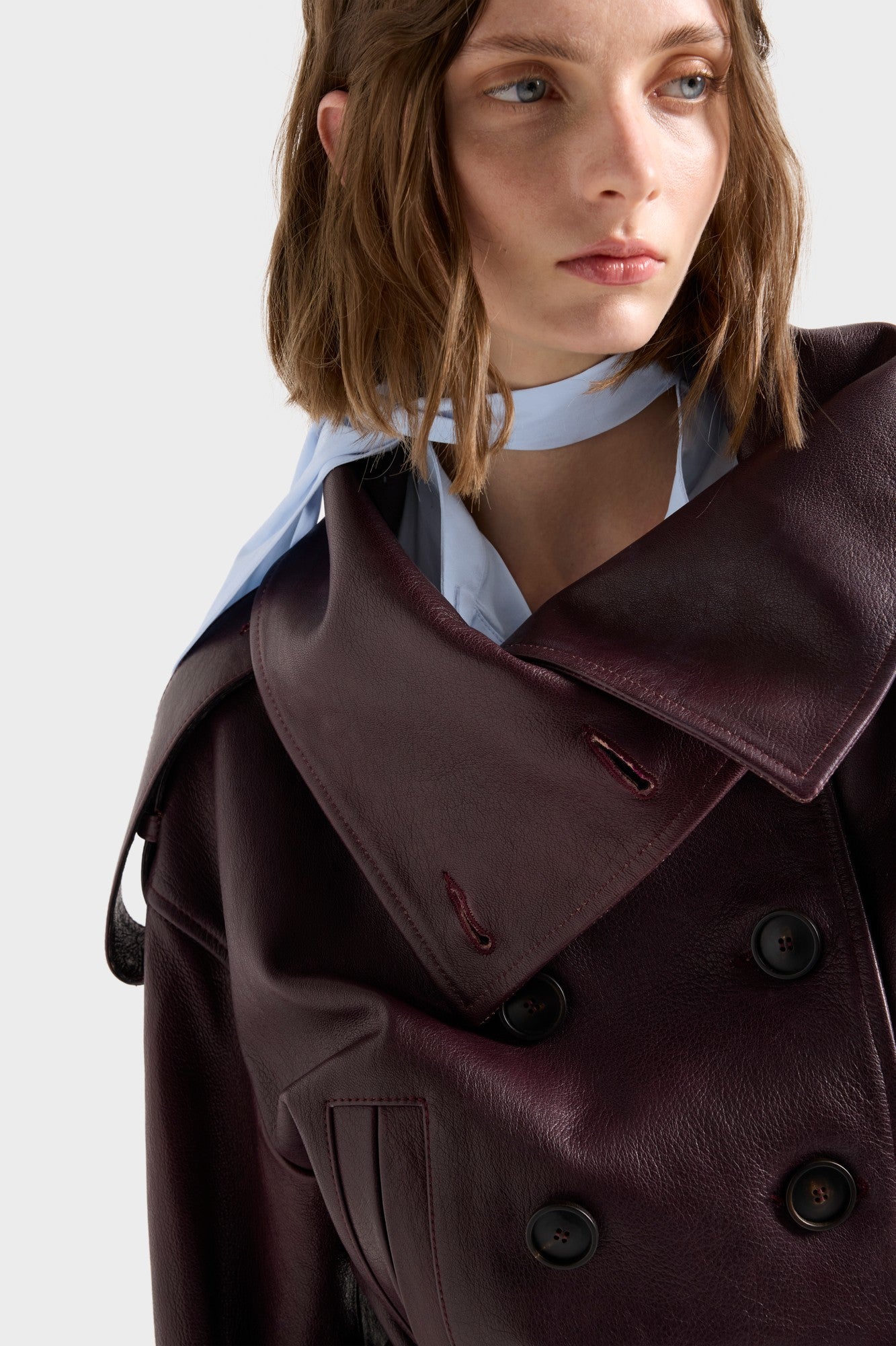 7-for-all-mankind-double-breasted-high-neck-short-coat-leather-black-cherry image 4