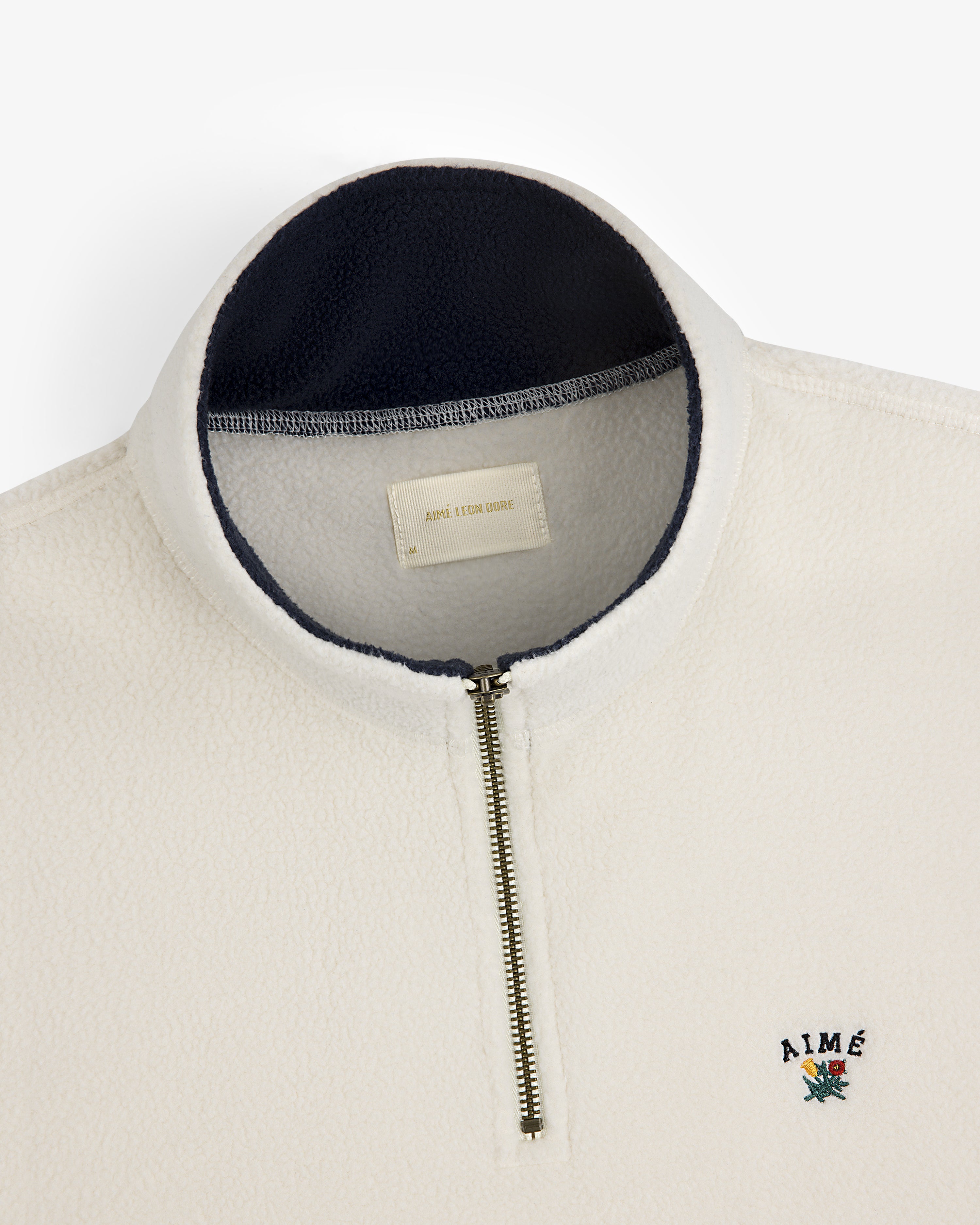 aim-leon-dore-crest-quarter-zip-fleece-pullover-creme image 5