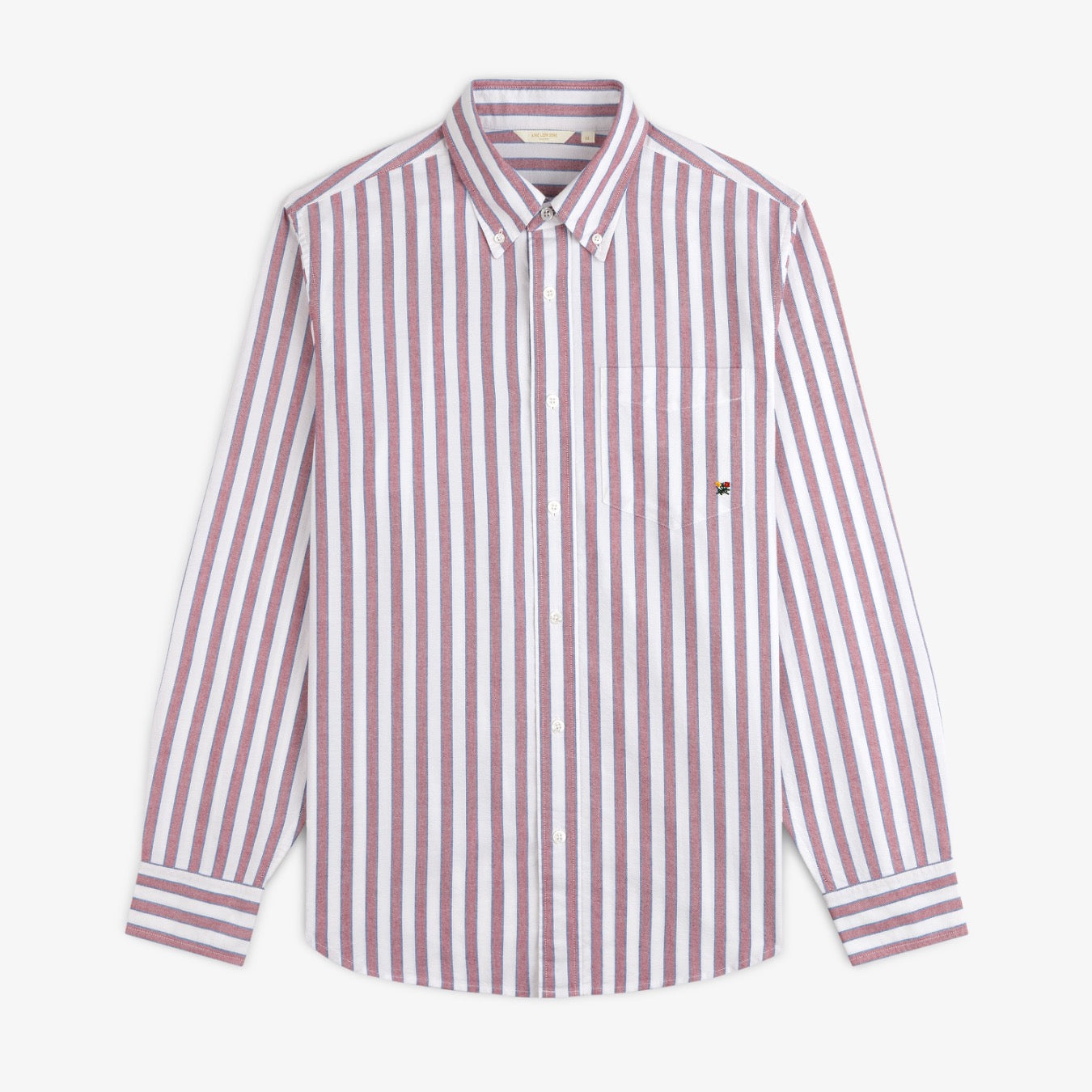 aim-leon-dore-striped-crest-oxford-shirt-rot-wei image 1
